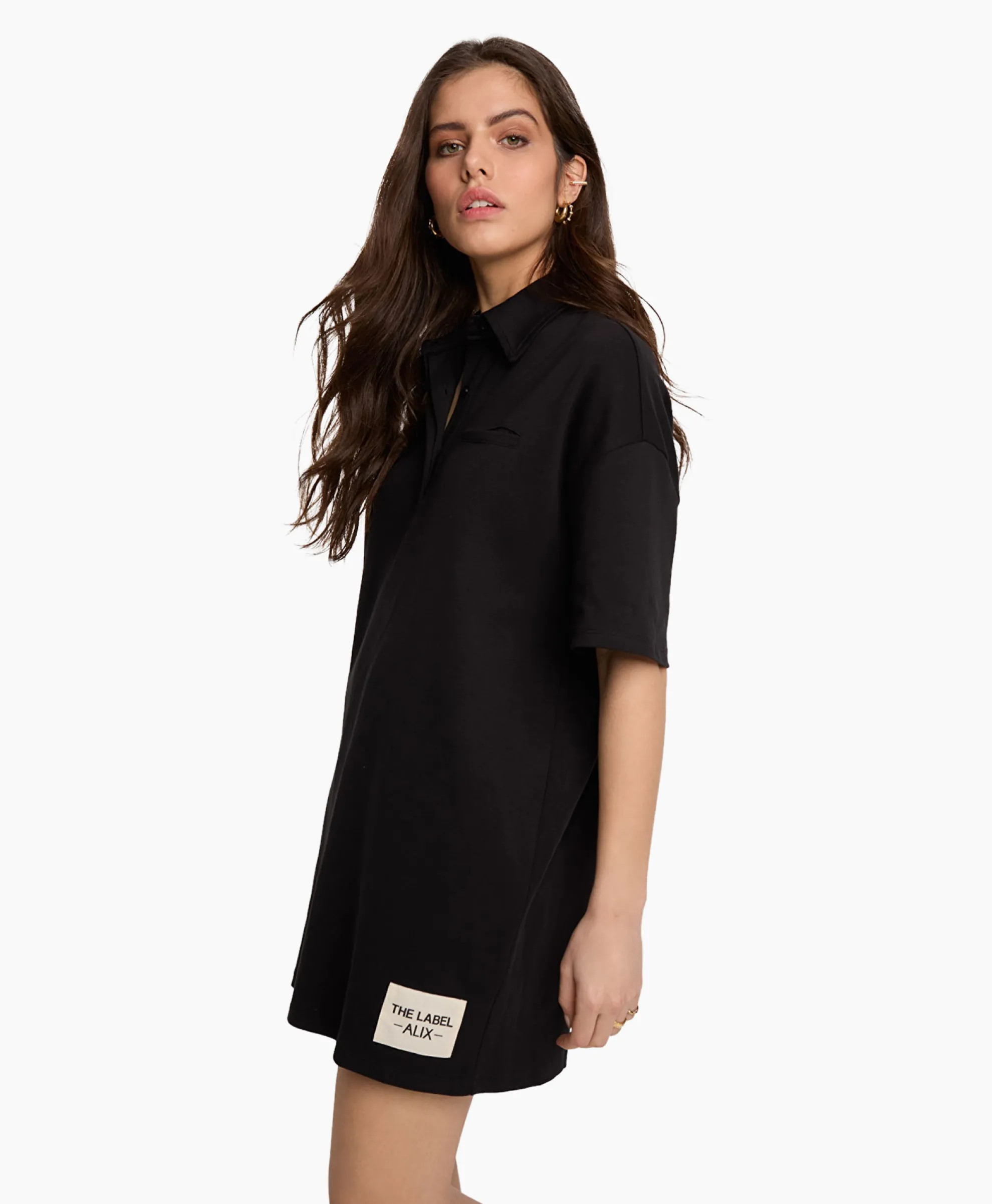 Alix The Label Mini Jurk Knitted Polo Zwart