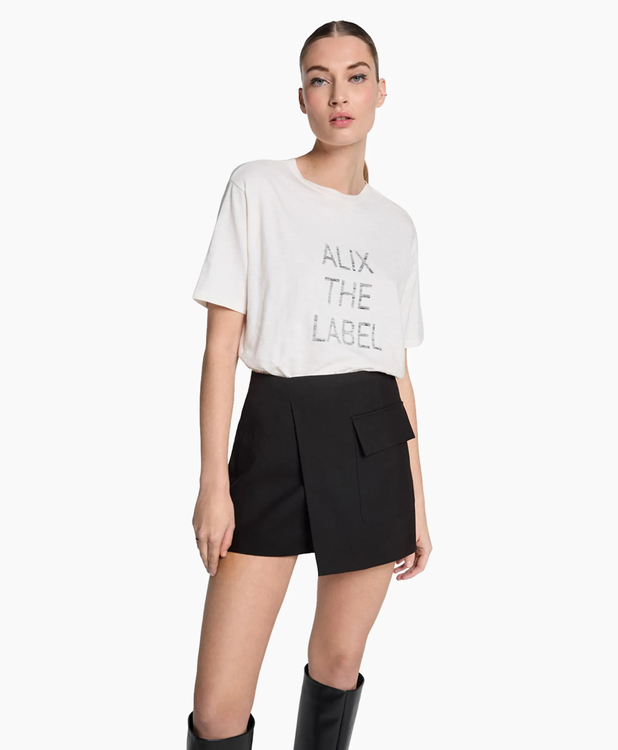 Alix The Label T-Shirt Korte Mouw Knitted Alix The Label Off White