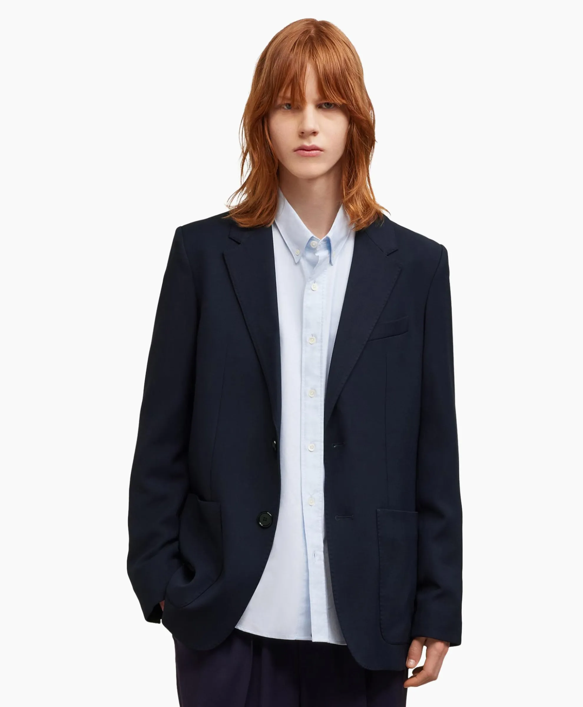 Ami Paris Jack Two Buttons Wool Viscose Twill Donker Blauw