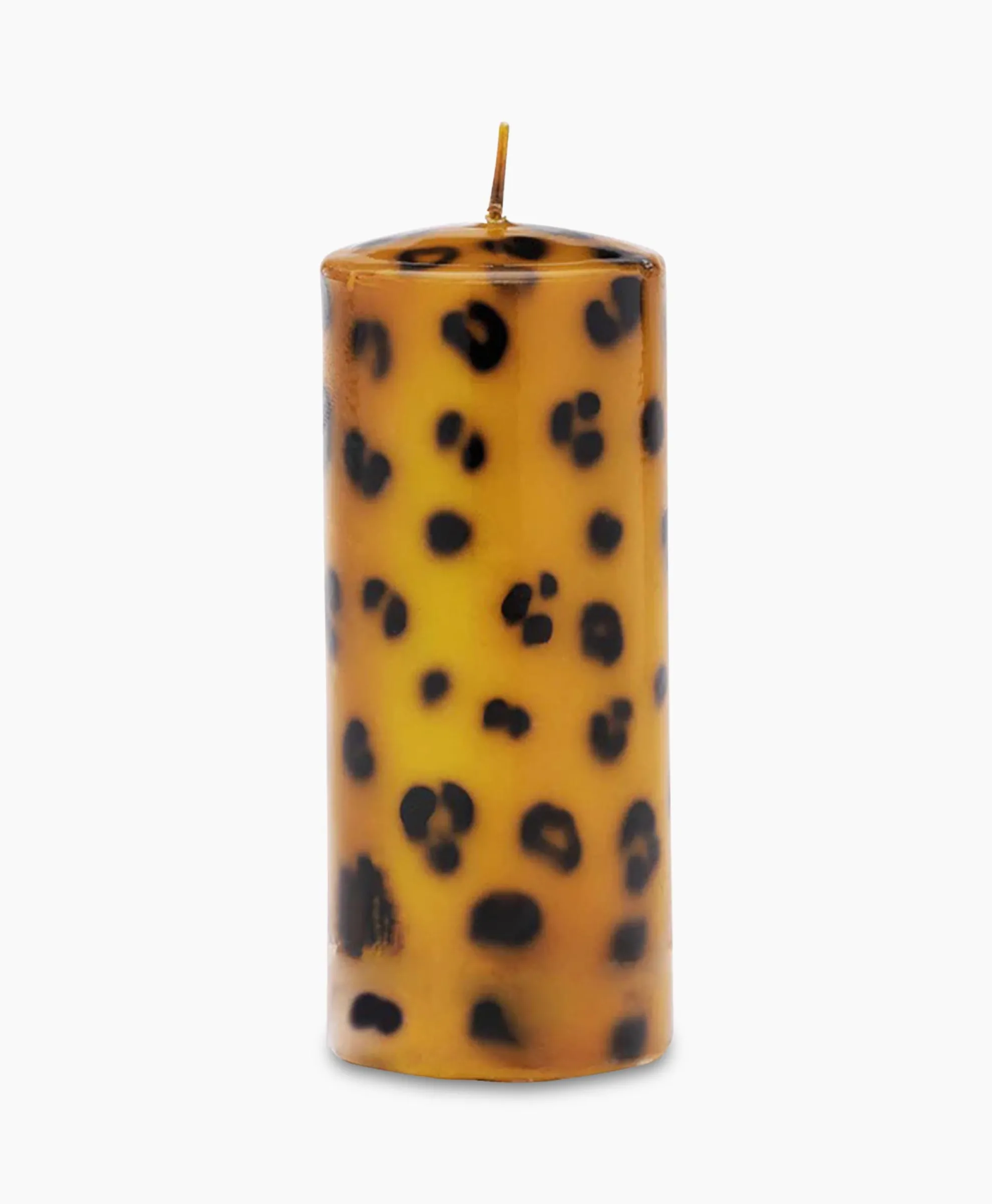 Anna+Nina Kaars Large Leopard Print Pillar Candle Bruin