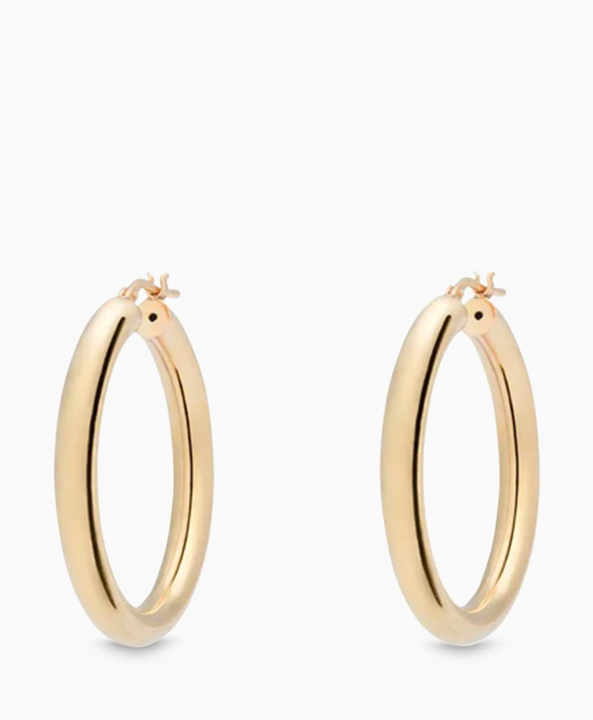 Anna+Nina Oorbellen Round Plain Hoop Earrings Silver Goldpla Goud
