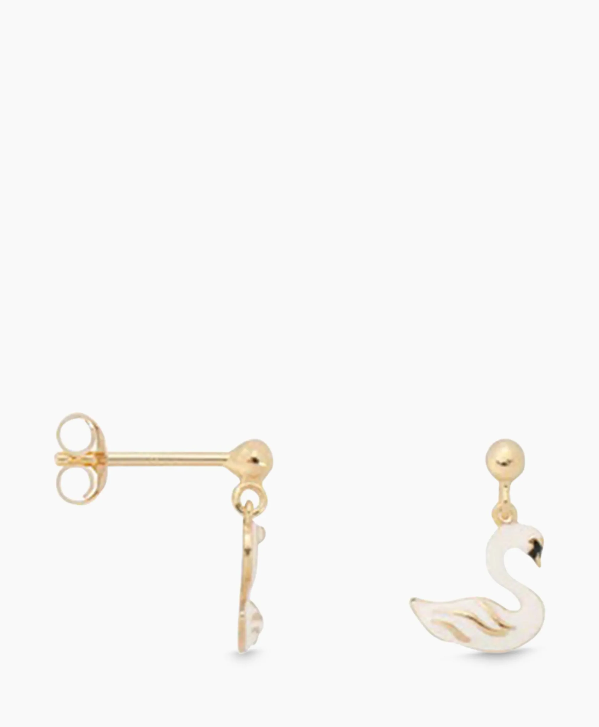 Anna+Nina Oorbellen Single Swan Lake Stud Earring Silver Gol Wit