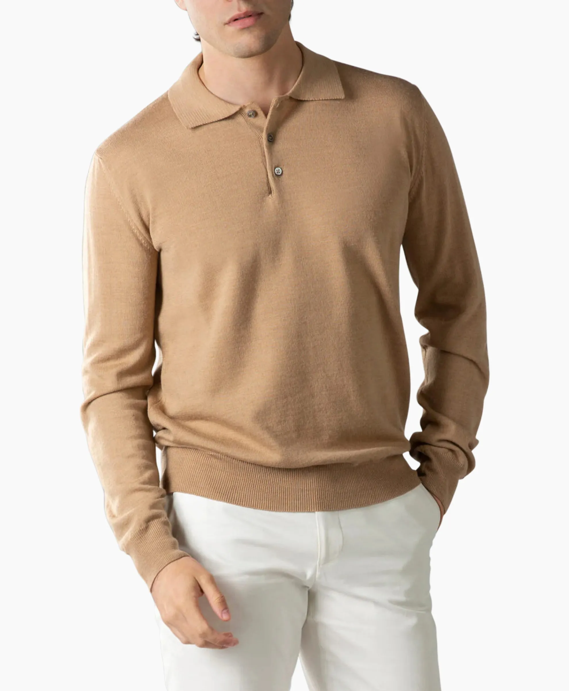 Aurelien Aurelien Polo Longsleeve Beige