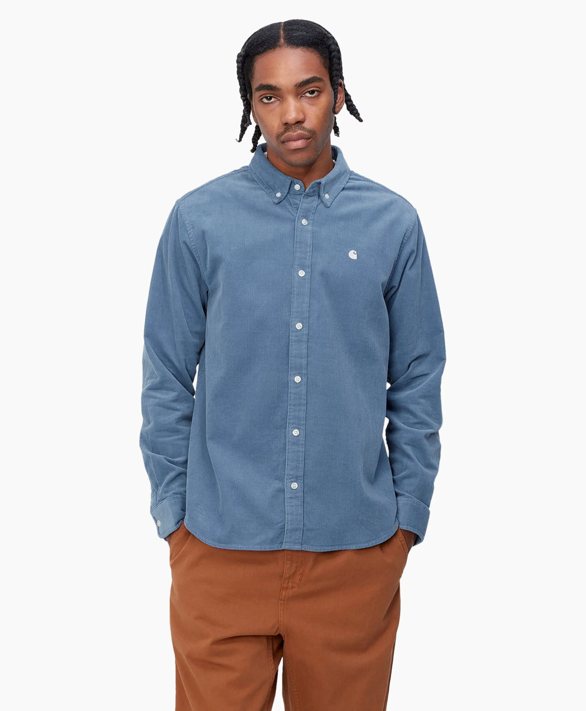 Carhartt Wip Overhemd L/S Madison Fine Cord Blauw
