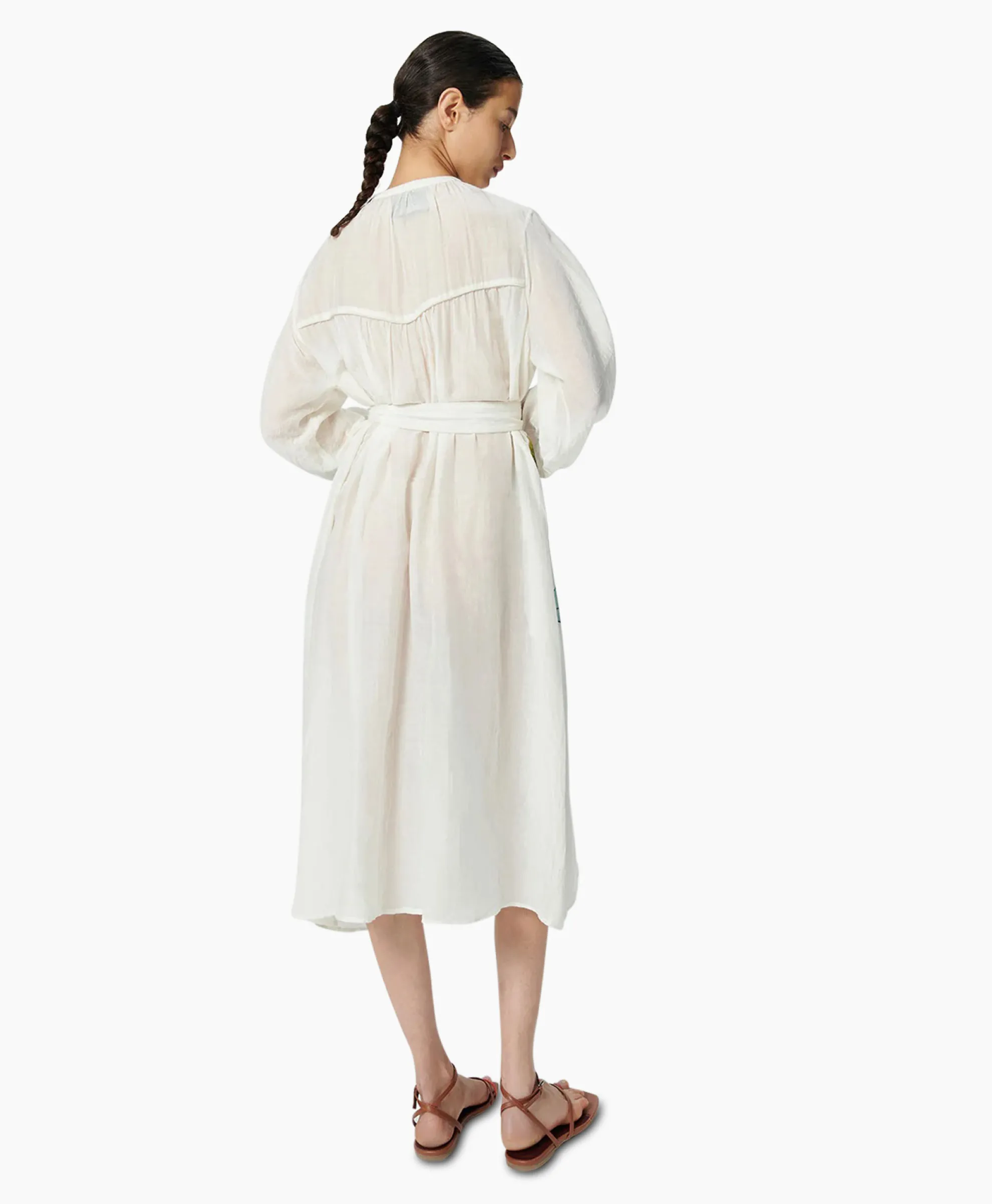 Chufy Maxi Jurk Daisy Embroidered Blauw