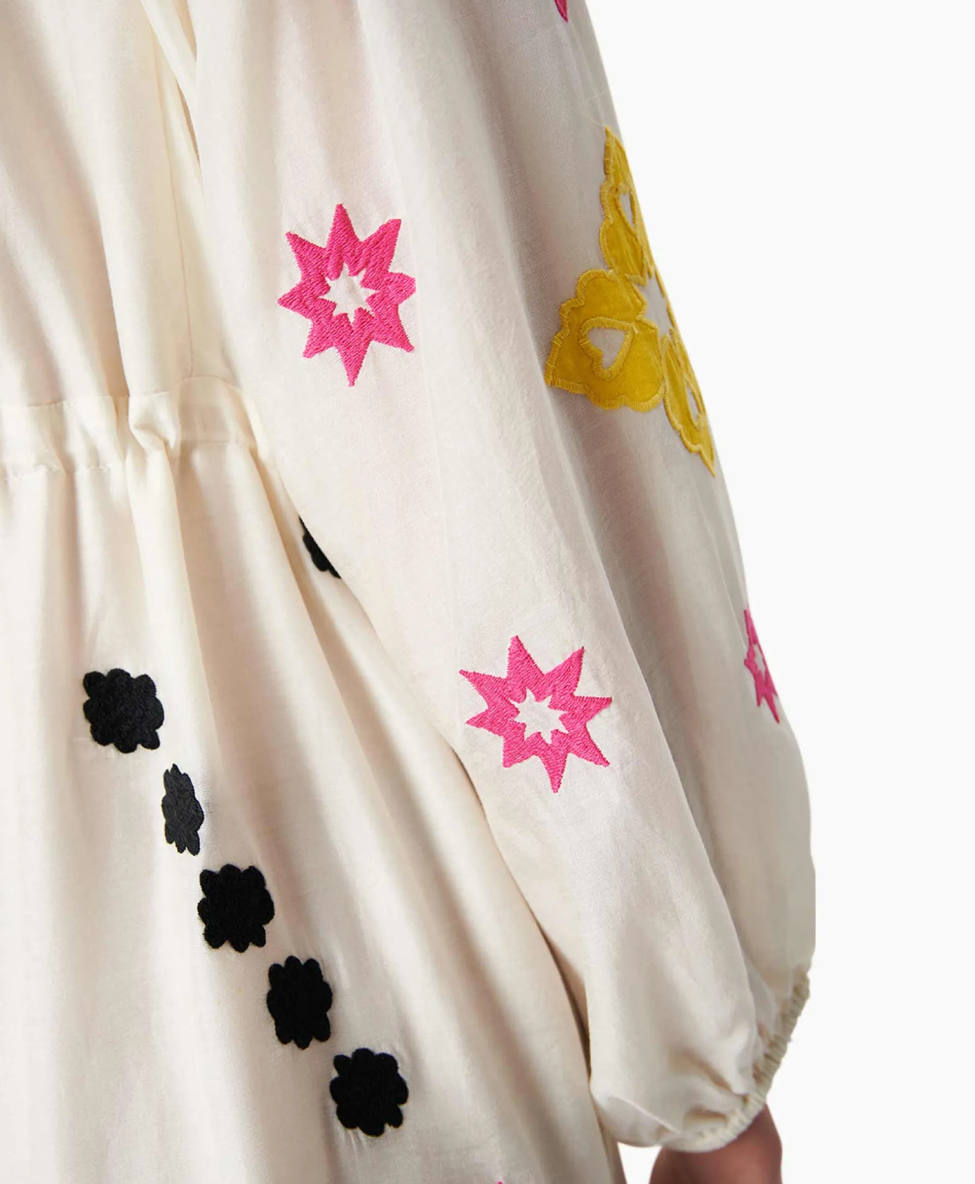 Chufy Maxi Jurk Gypsy Embroidered Ecru