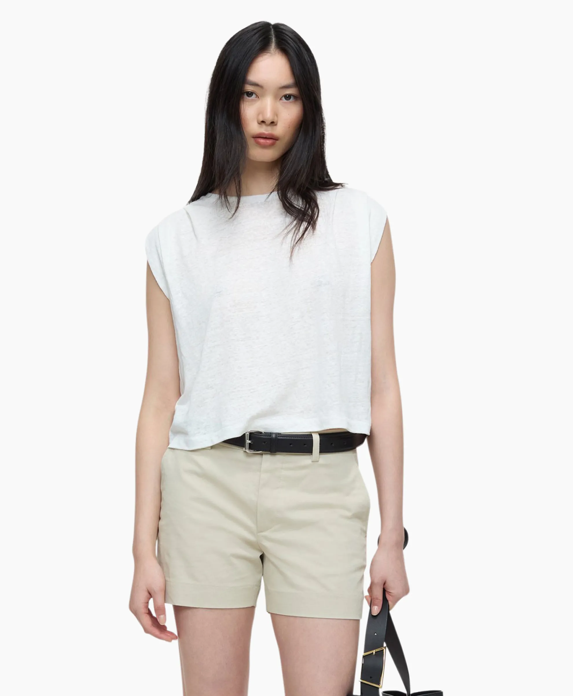 Closed Top Pleated Sleeveless Ecru