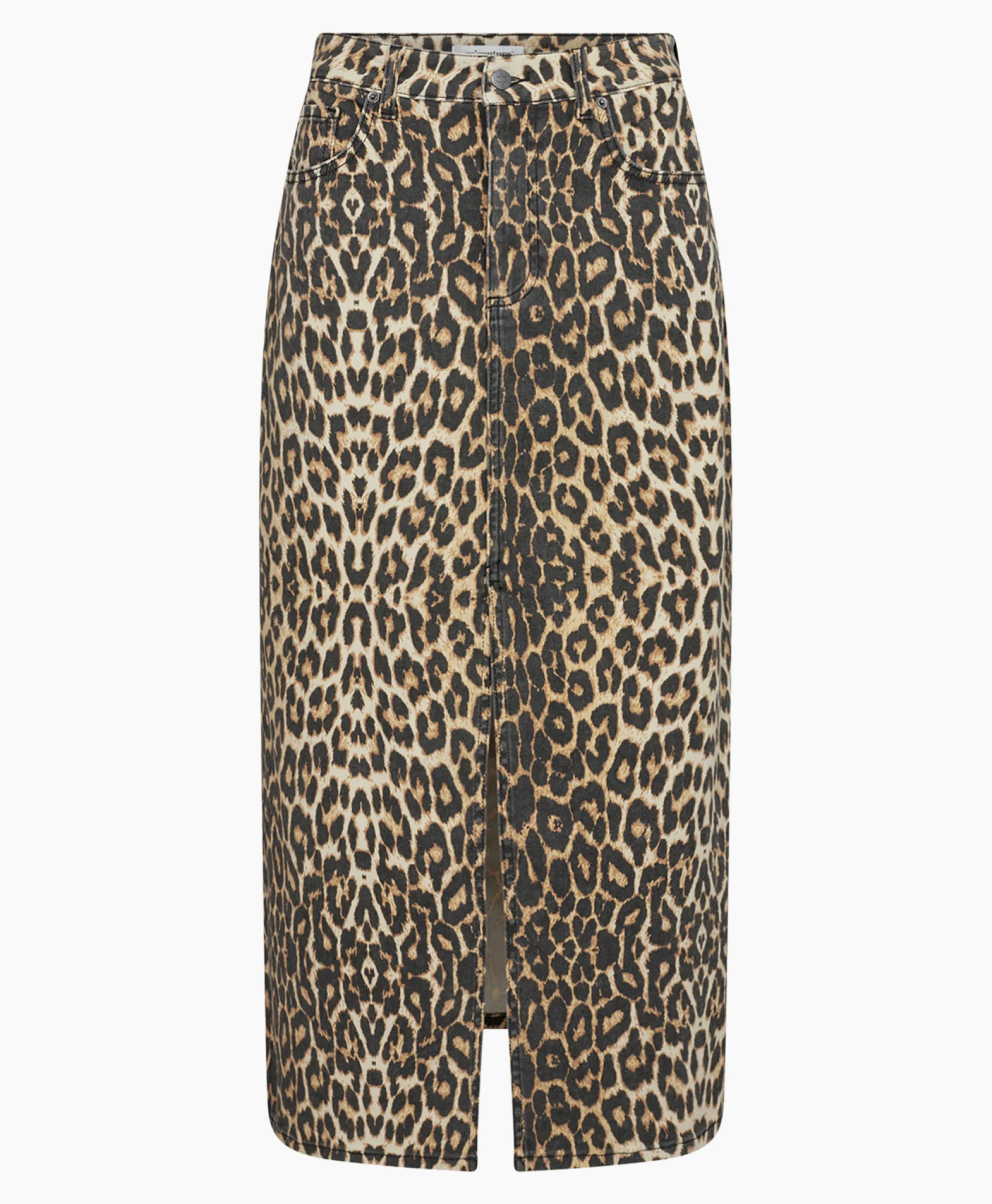 Co'Couture Midi Rok Leo Denim Slitbruin