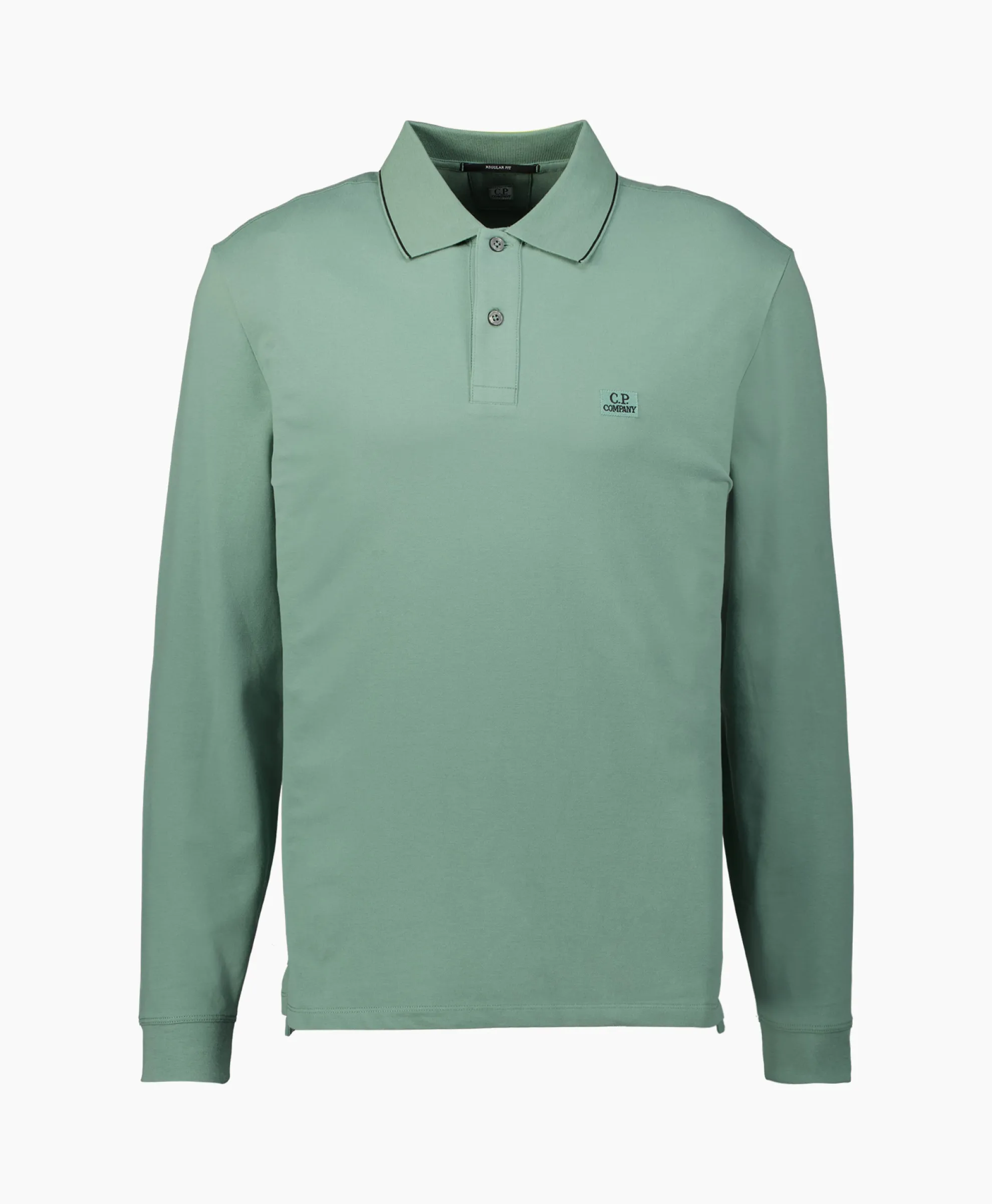 Cp Company Polo Stretch Piquet Regular Long Sleeve Licht Groen