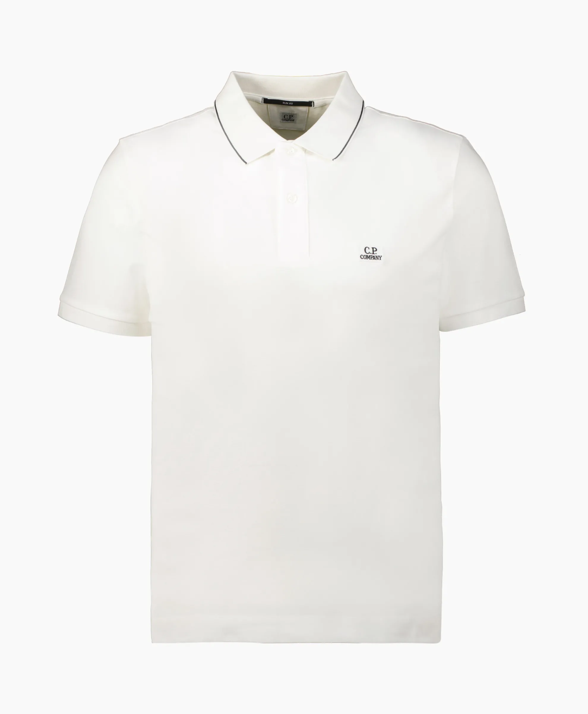 Cp Company Polo Stretch Piquet Striped Collar Wit