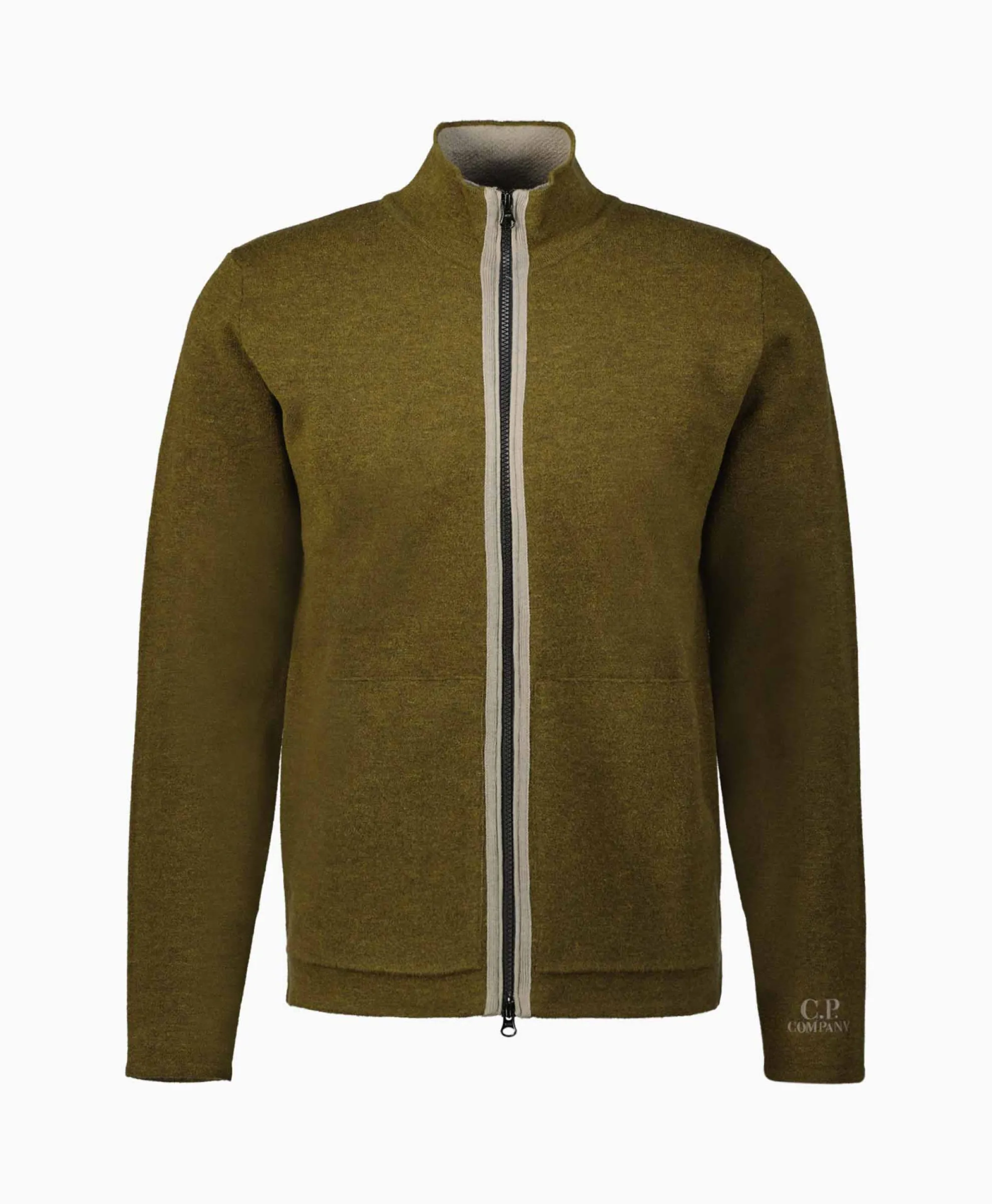 Cp Company Pullover Double Zipped Knit Groen