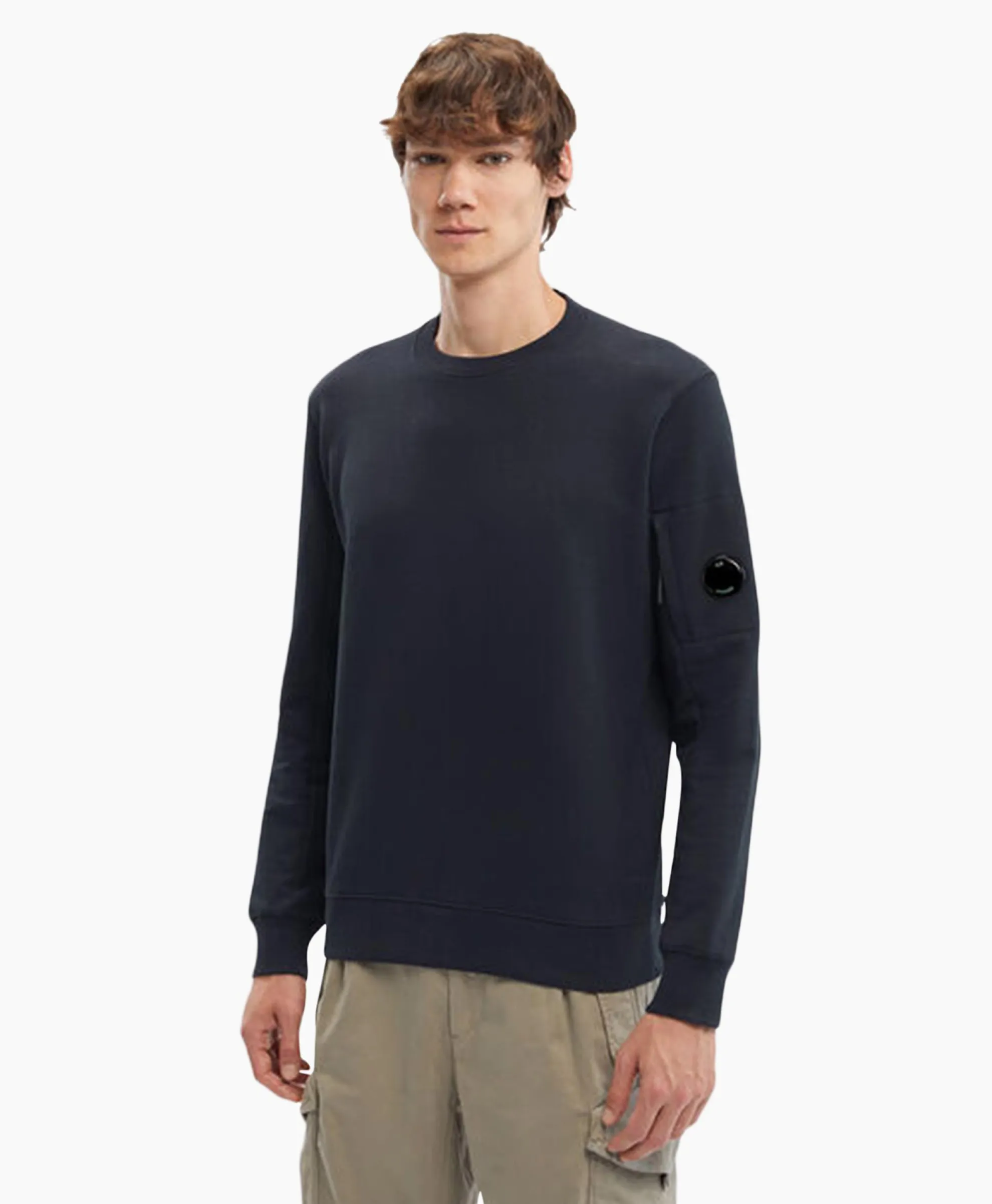 Cp Company Sweater Diagonal Raised Fleece Donker Blauw