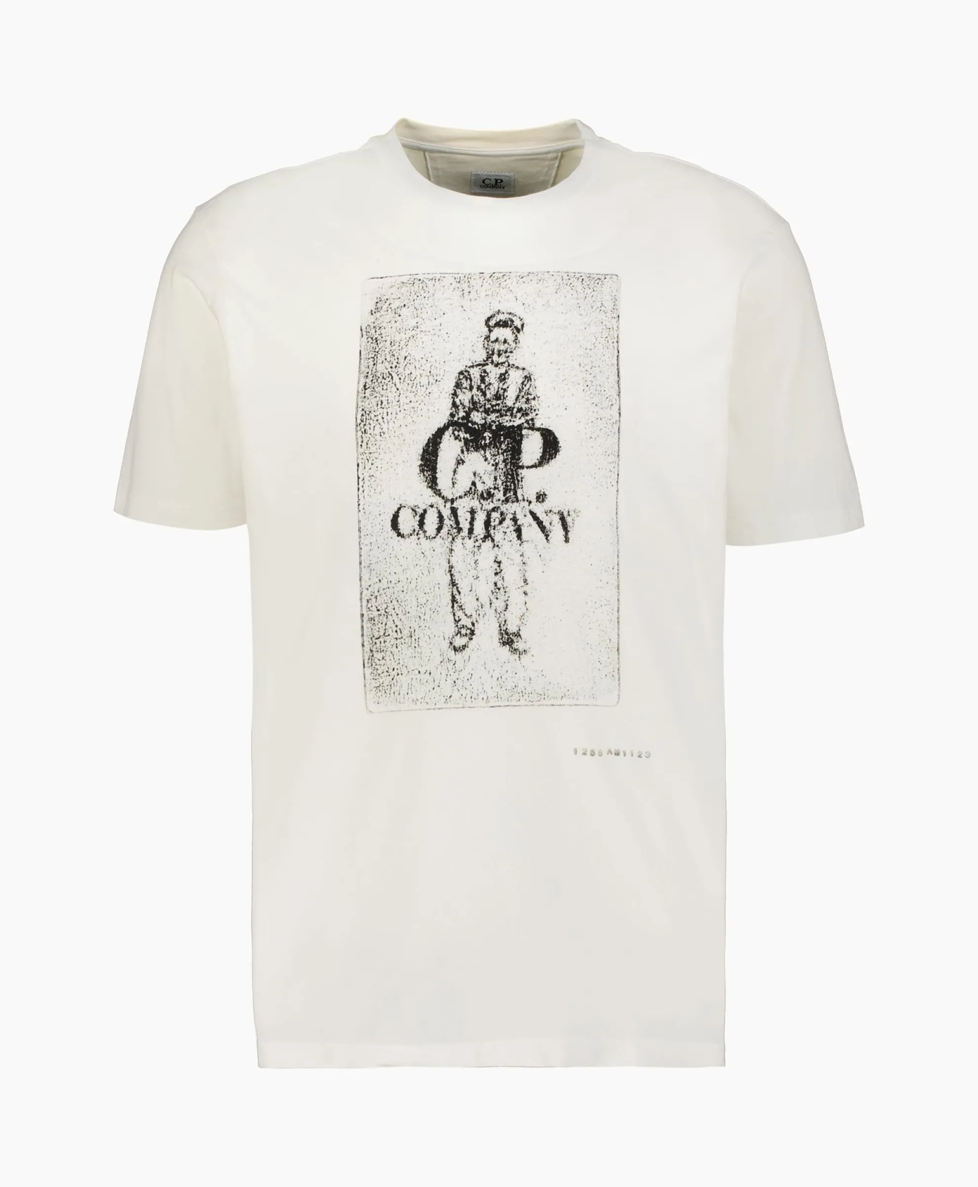 Cp Company T-Shirt Korte Mouw Jersey Artisinal Card Wit