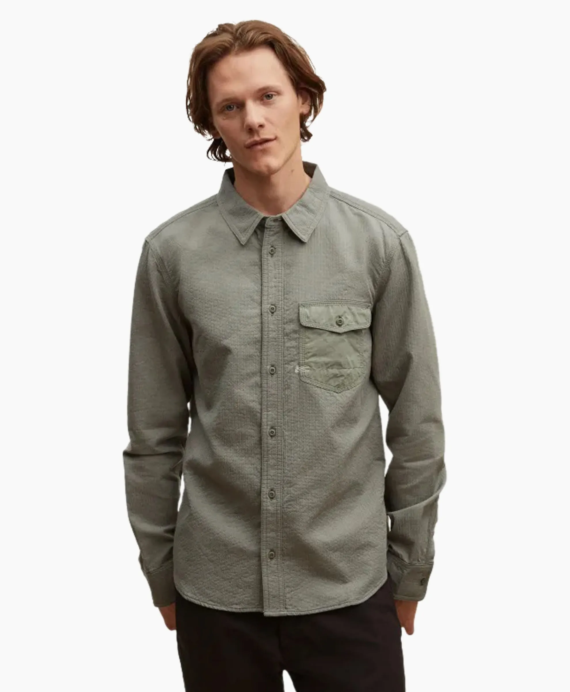 Denham Overhemd Worker Reg Shirt Sfm Groen