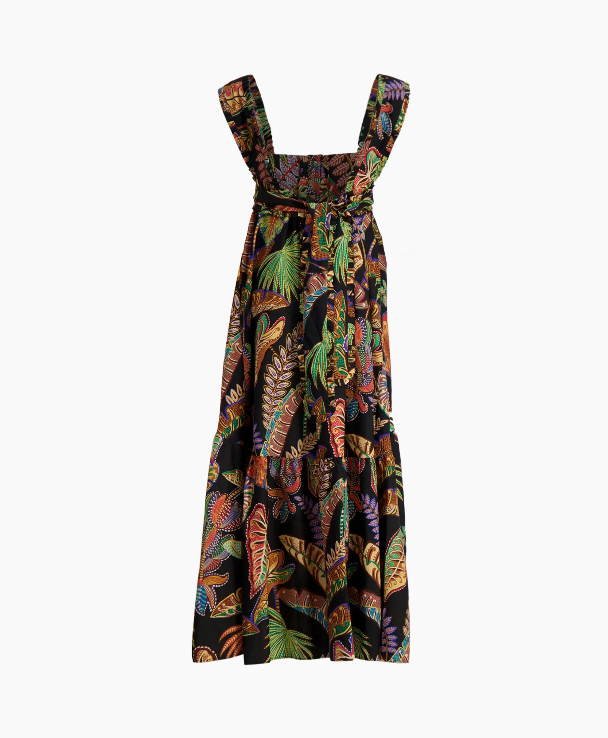 Farm Rio Maxi Jurk Cool Foliage Black Sleeveless Zwart