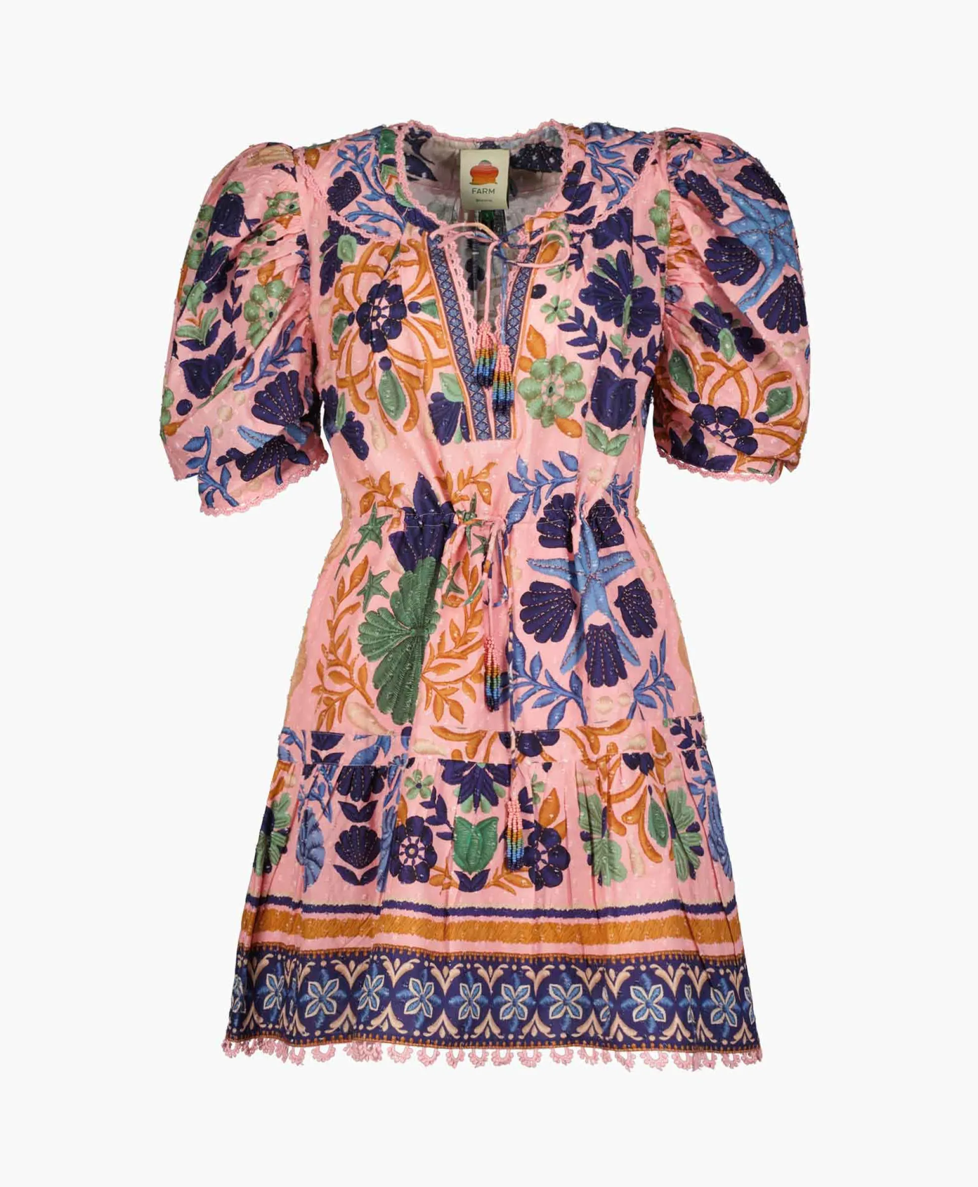 Farm Rio Mini Jurk Seashell Tapestry Pink Rose