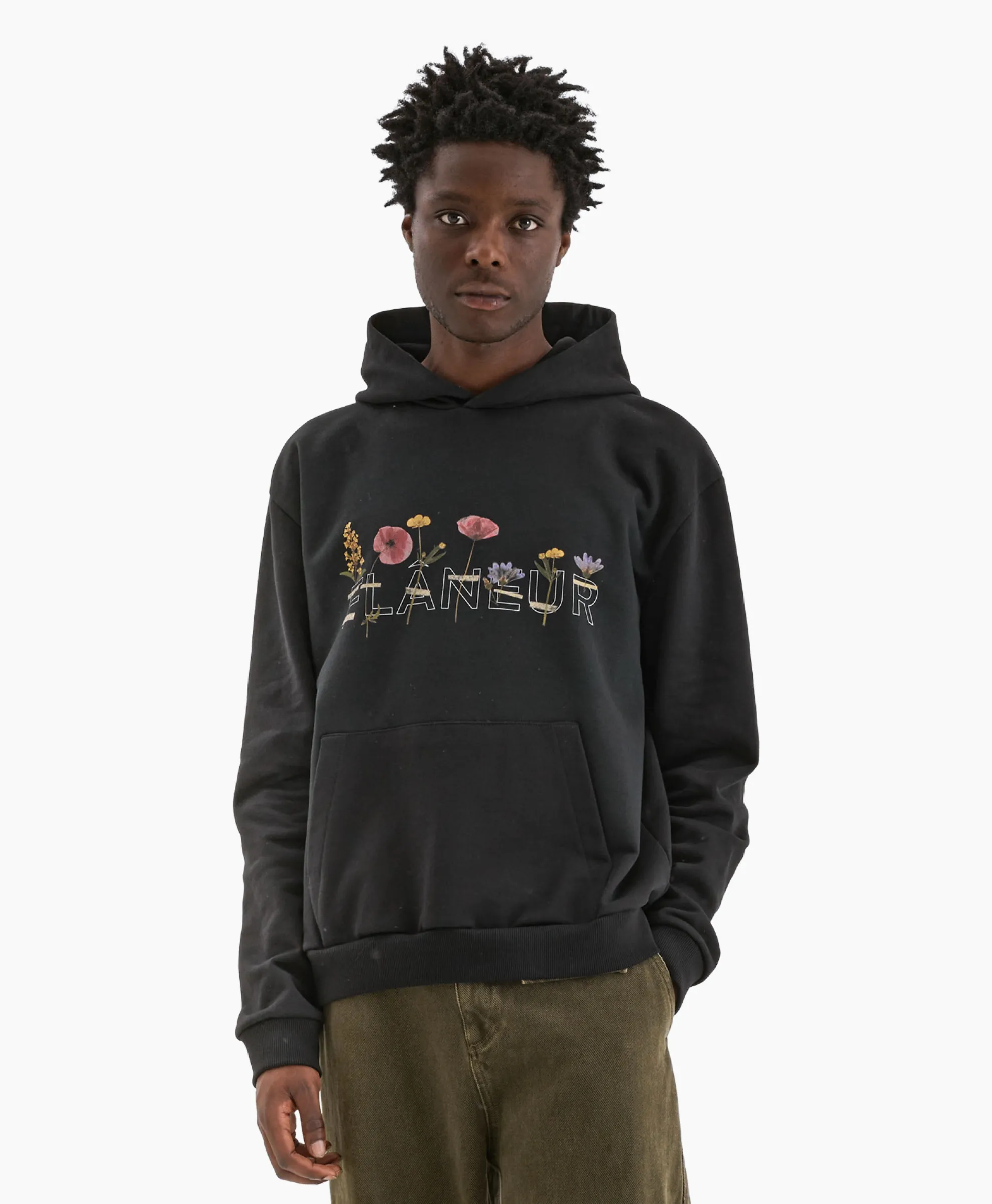 Flaneur Hoodie Botanical Zwart