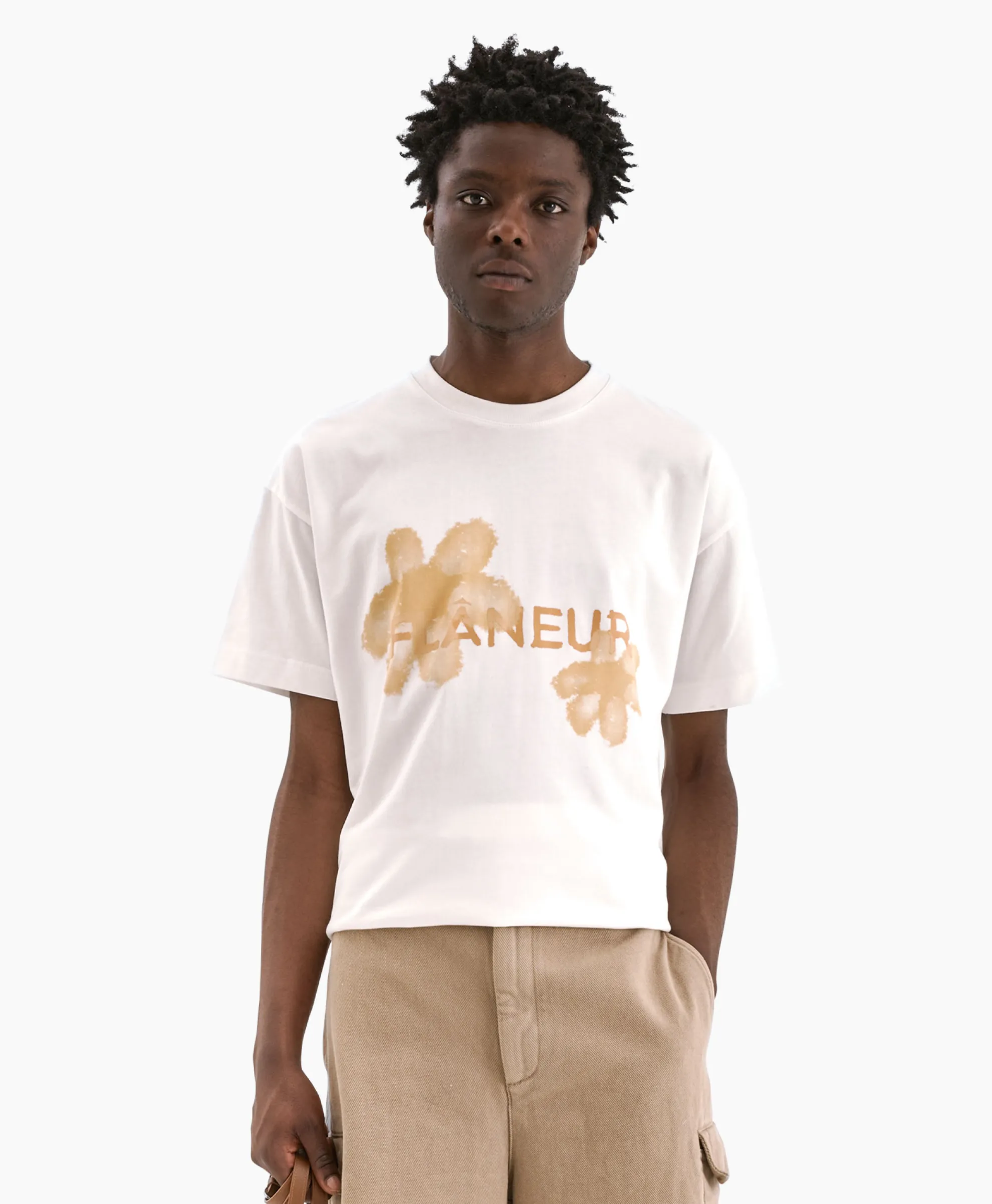 Flaneur T-Shirt Korte Mouw Floral Watercolor Wit