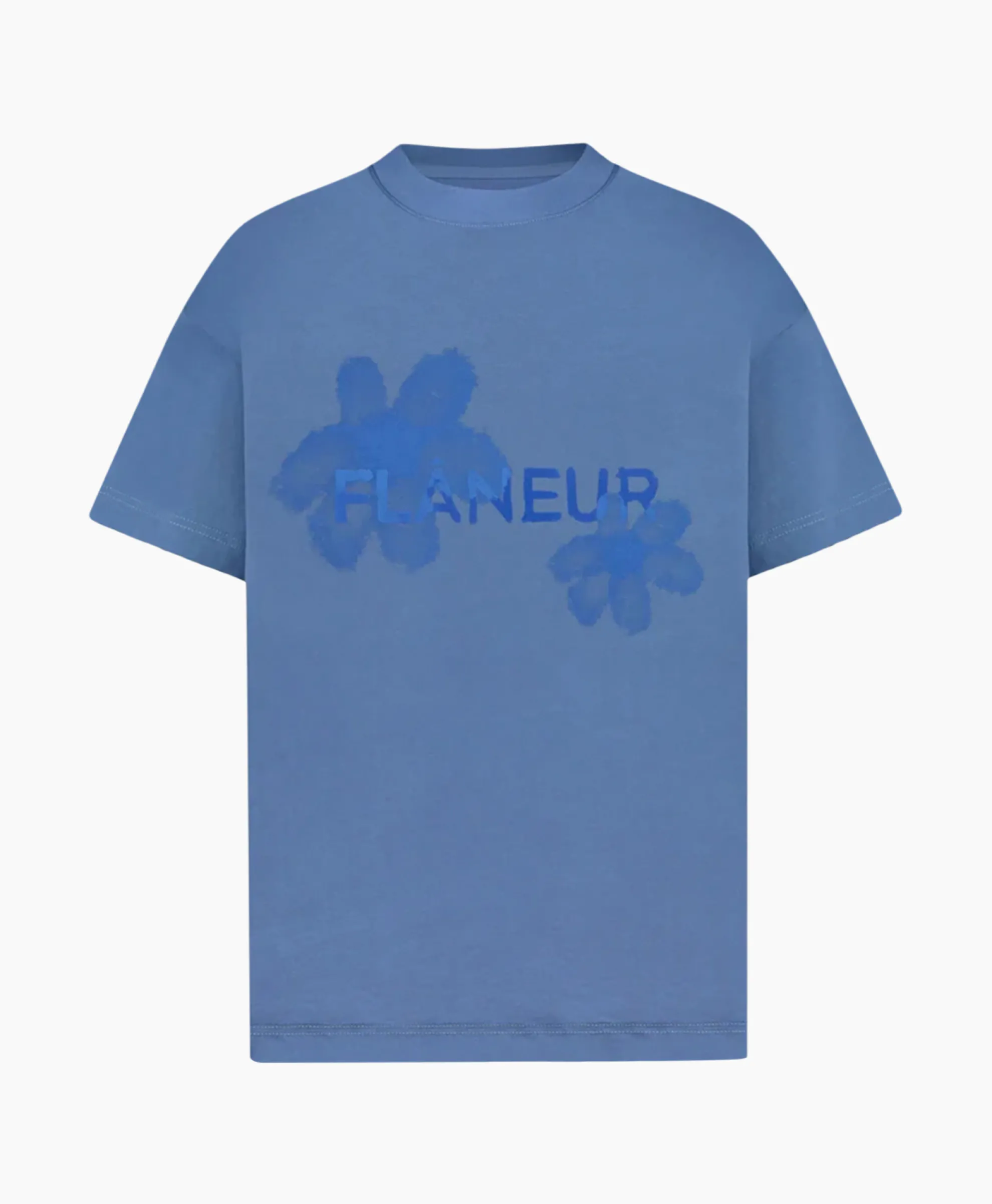 Flaneur T-Shirt Korte Mouw Floral Watercolor Blauw