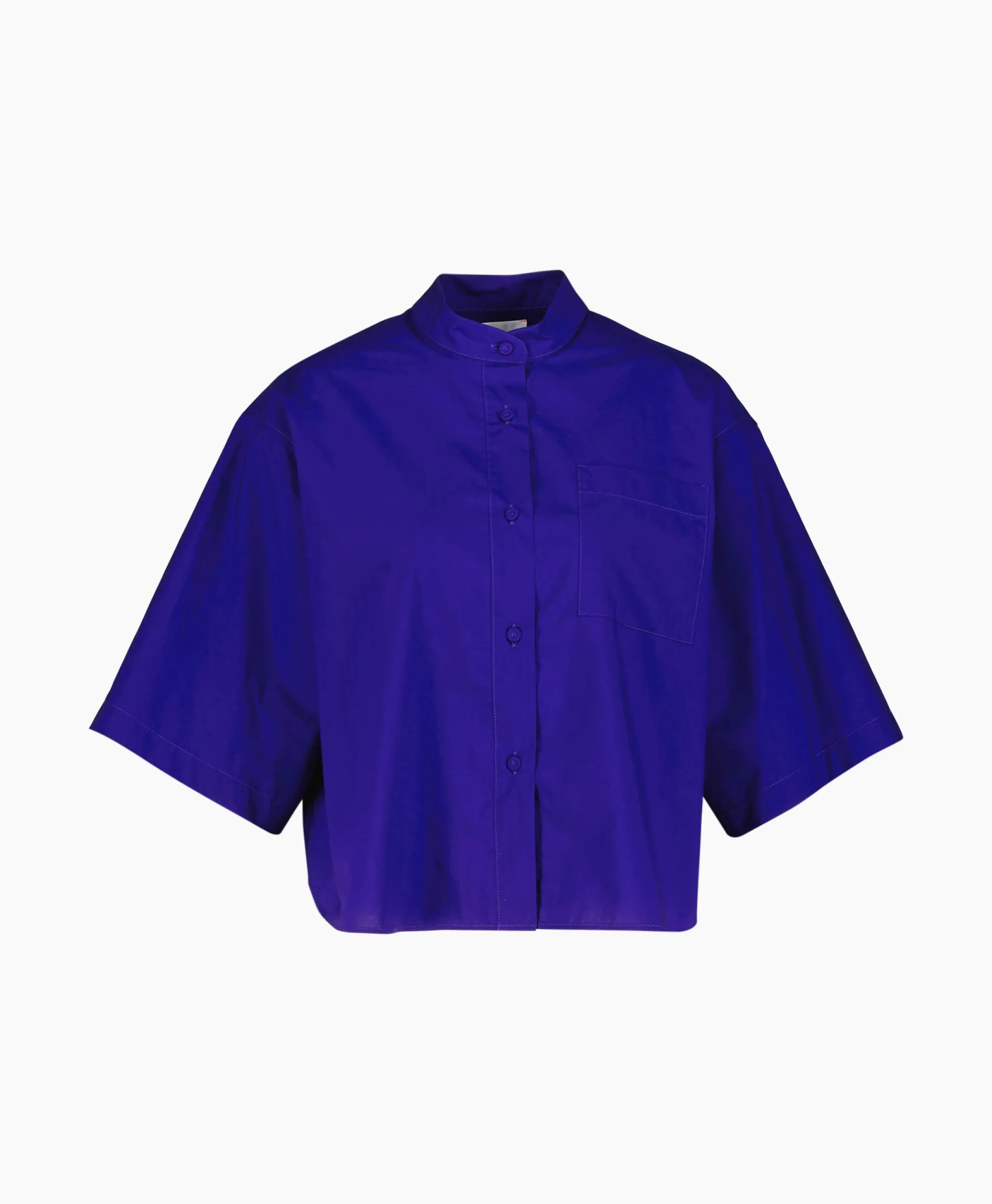 Forte_Forte Blouse Bci Cotton Popeline Half Sleeves Paars