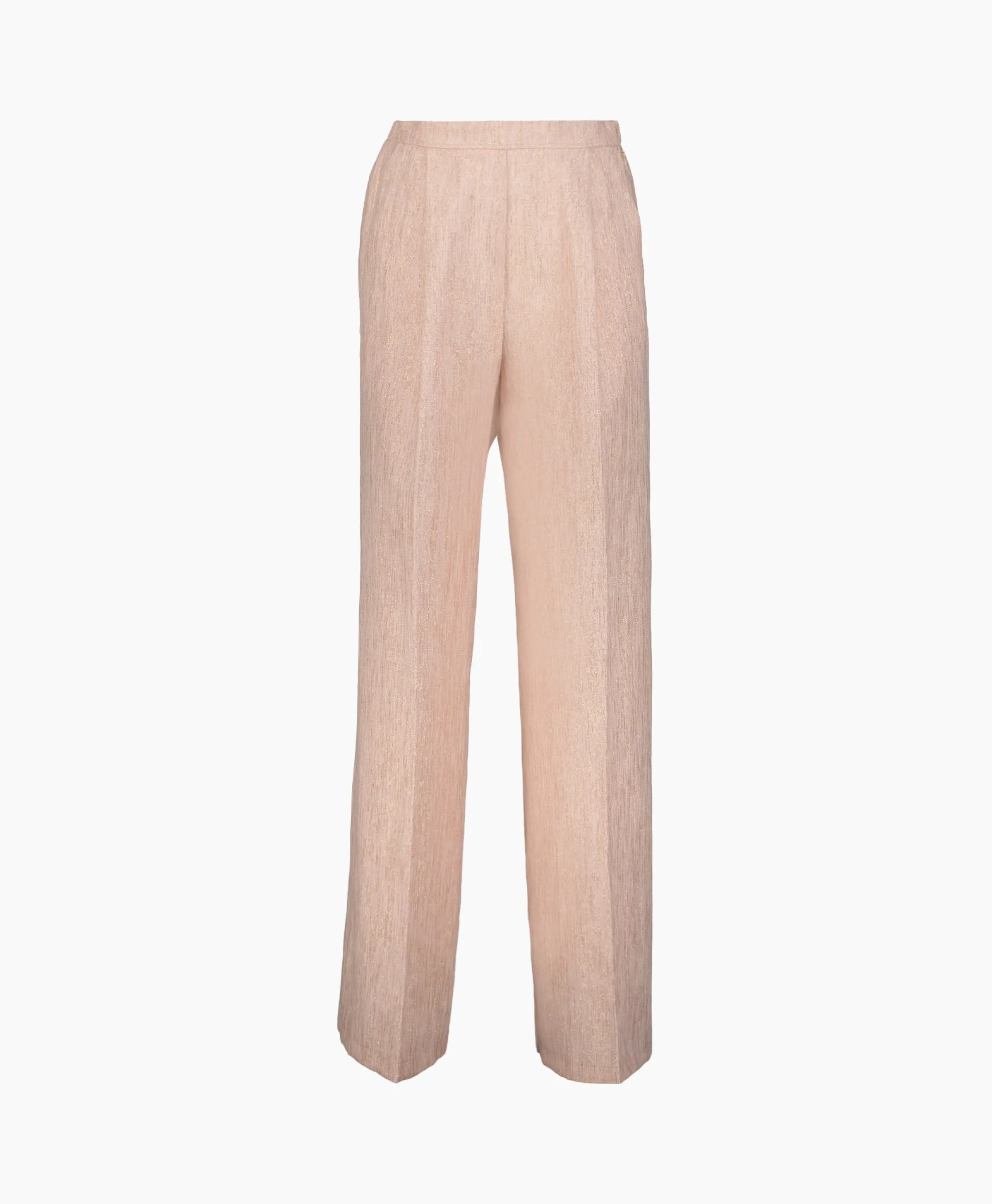 Forte_Forte Pantalon Linen Lurex Micro Herringbone Wide Leg Rose