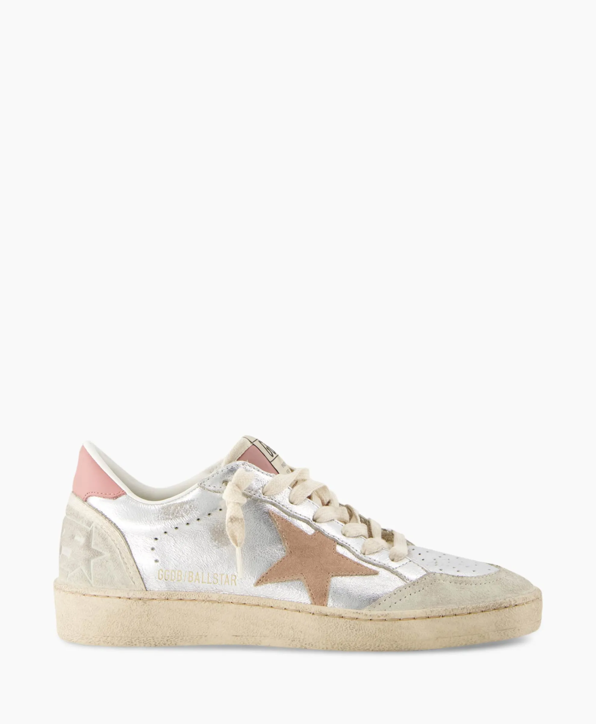 Golden Goose Sneaker Ballstar Laminated Upper Washed Suede Star Zilver