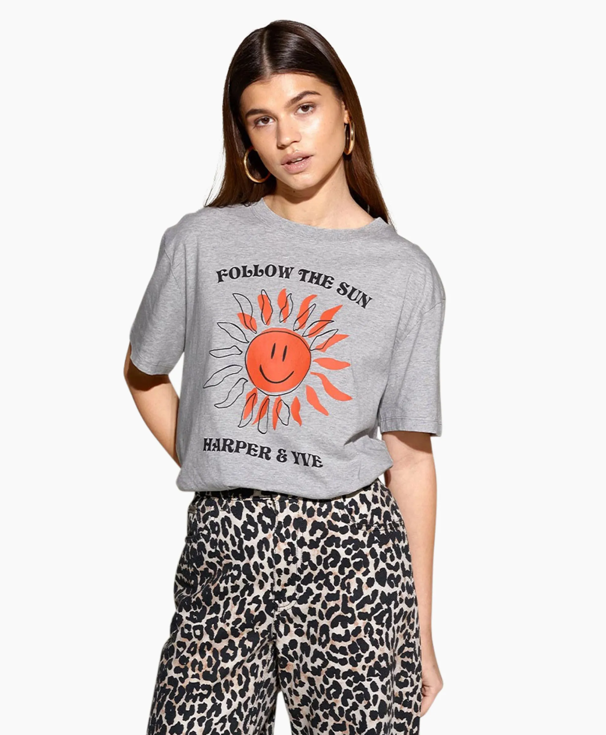 Harper & Yve T-Shirt Korte Mouw Smiley-Ss Grijs