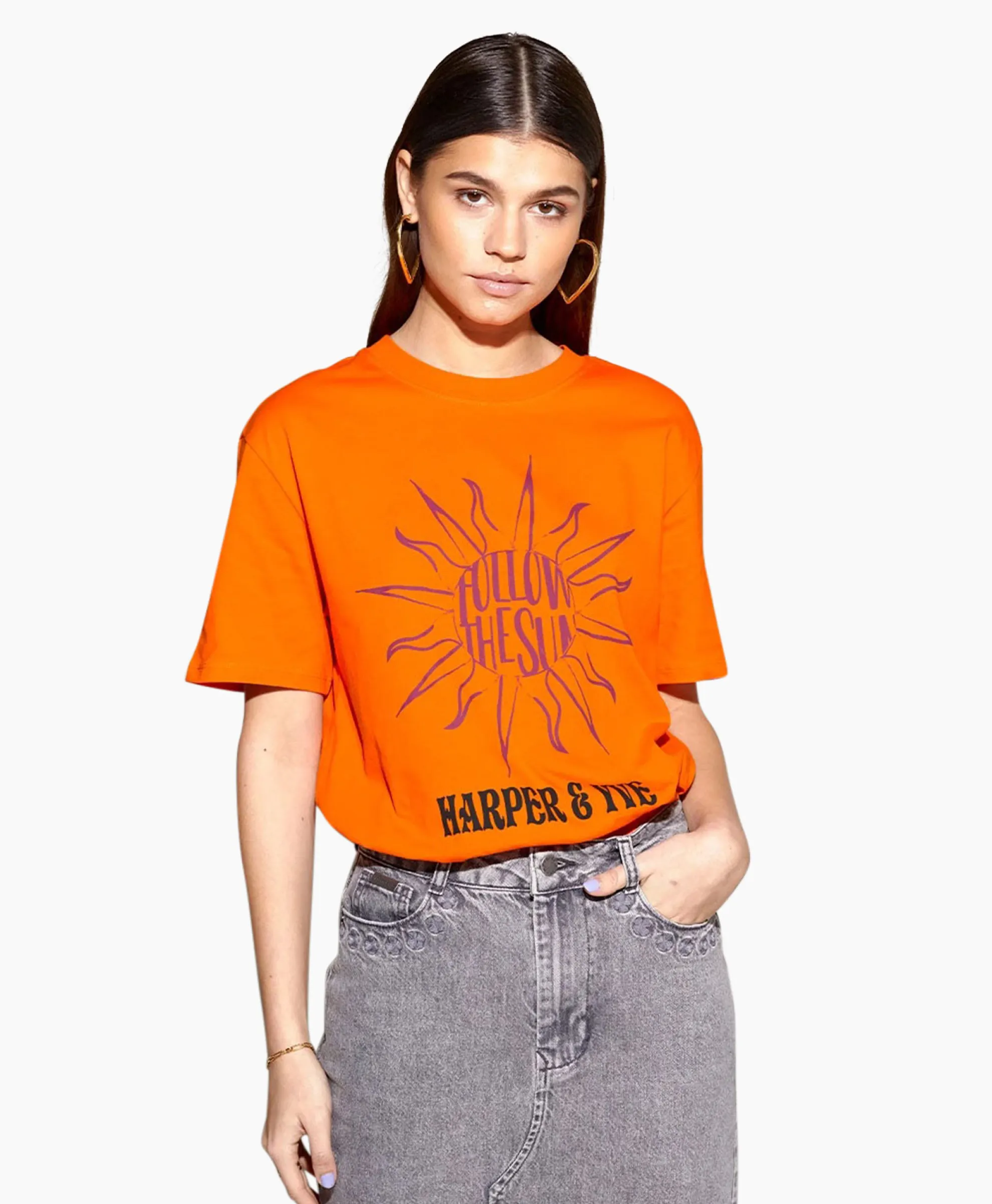 Harper & Yve T-Shirt Korte Mouw Followthesun-Ss Oranje