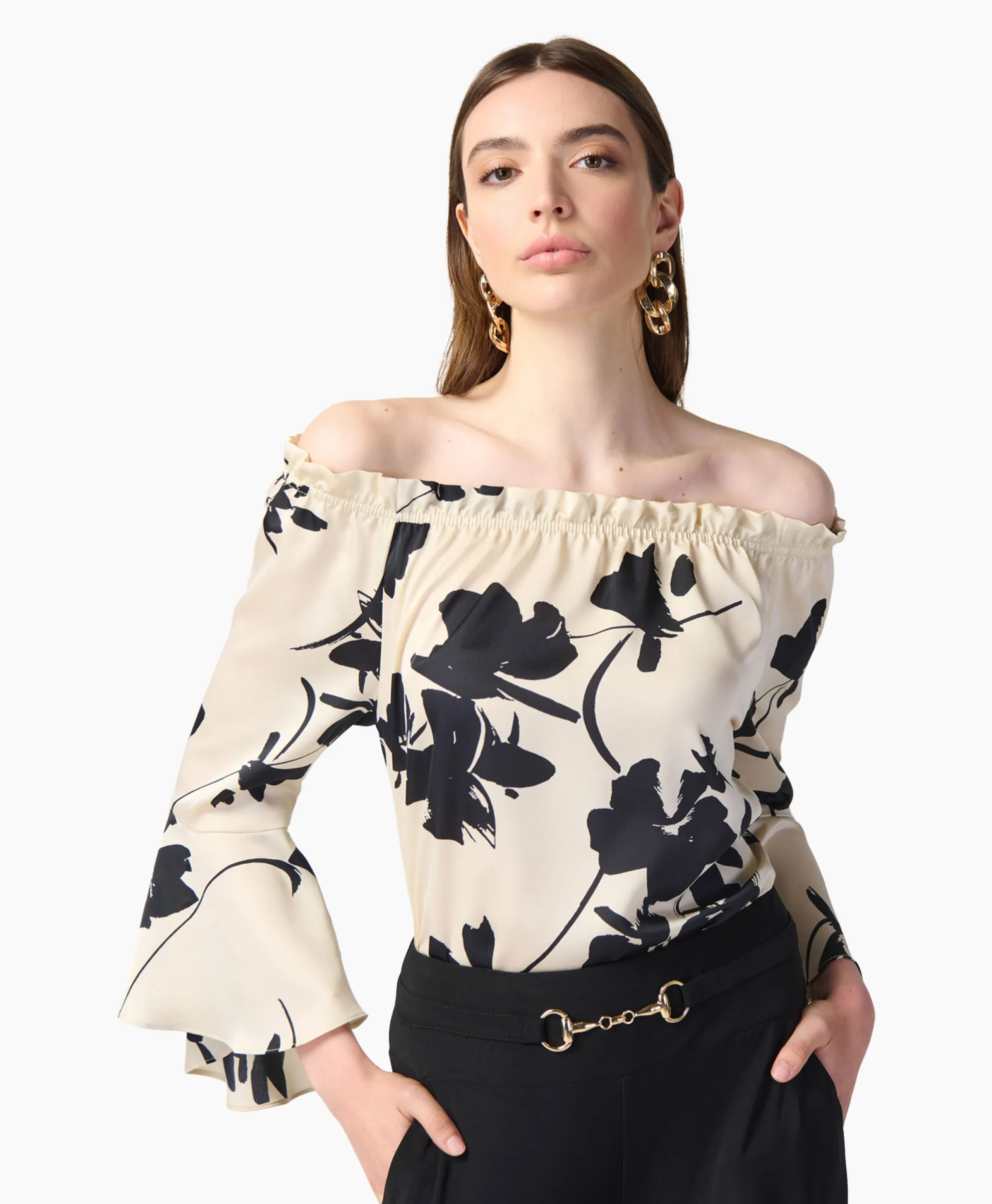 Joseph Ribkoff Blouse Print Lange Mouwen Zwart Dessin