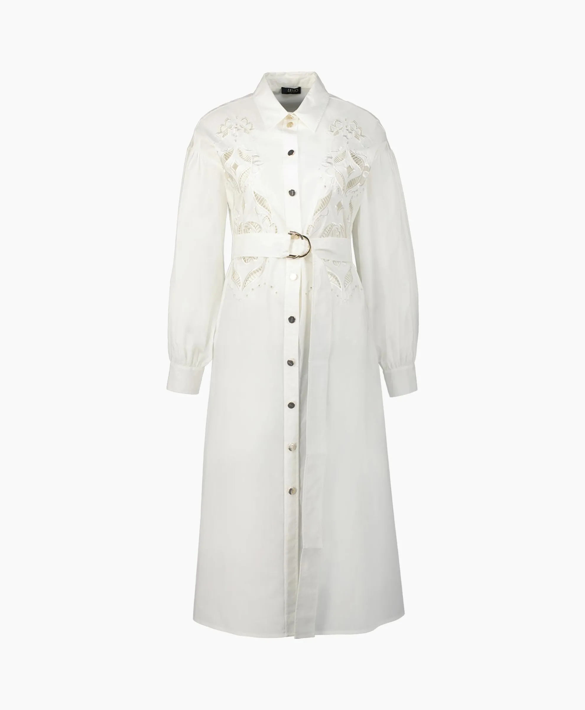 Liu Jo Midi Jurk Chemisier Logato C/Cintura Wit