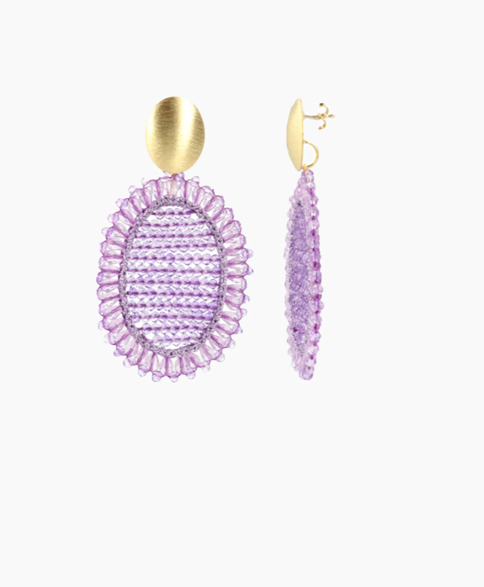 Lott. Gioielli Oorbellen Ce Si Filled Oval Double Paars