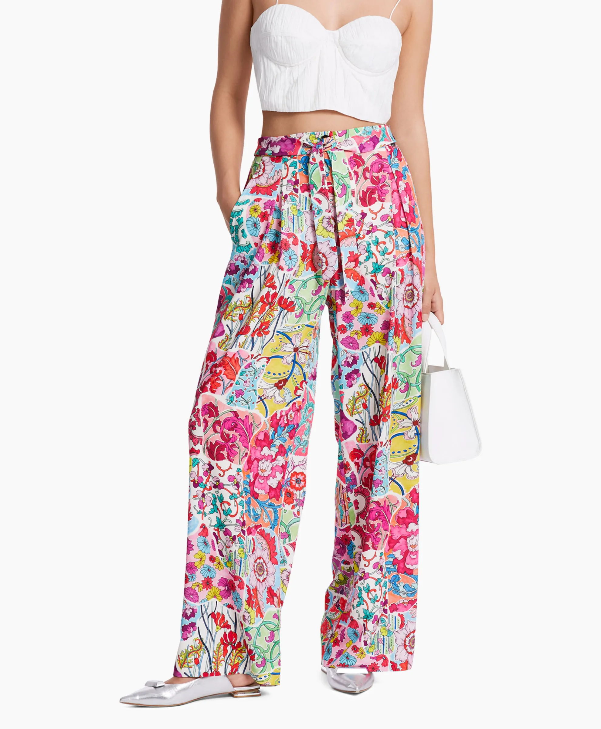 Marc Cain Pants Bloemenbroek Wp 81.34 W10 Licht Rood