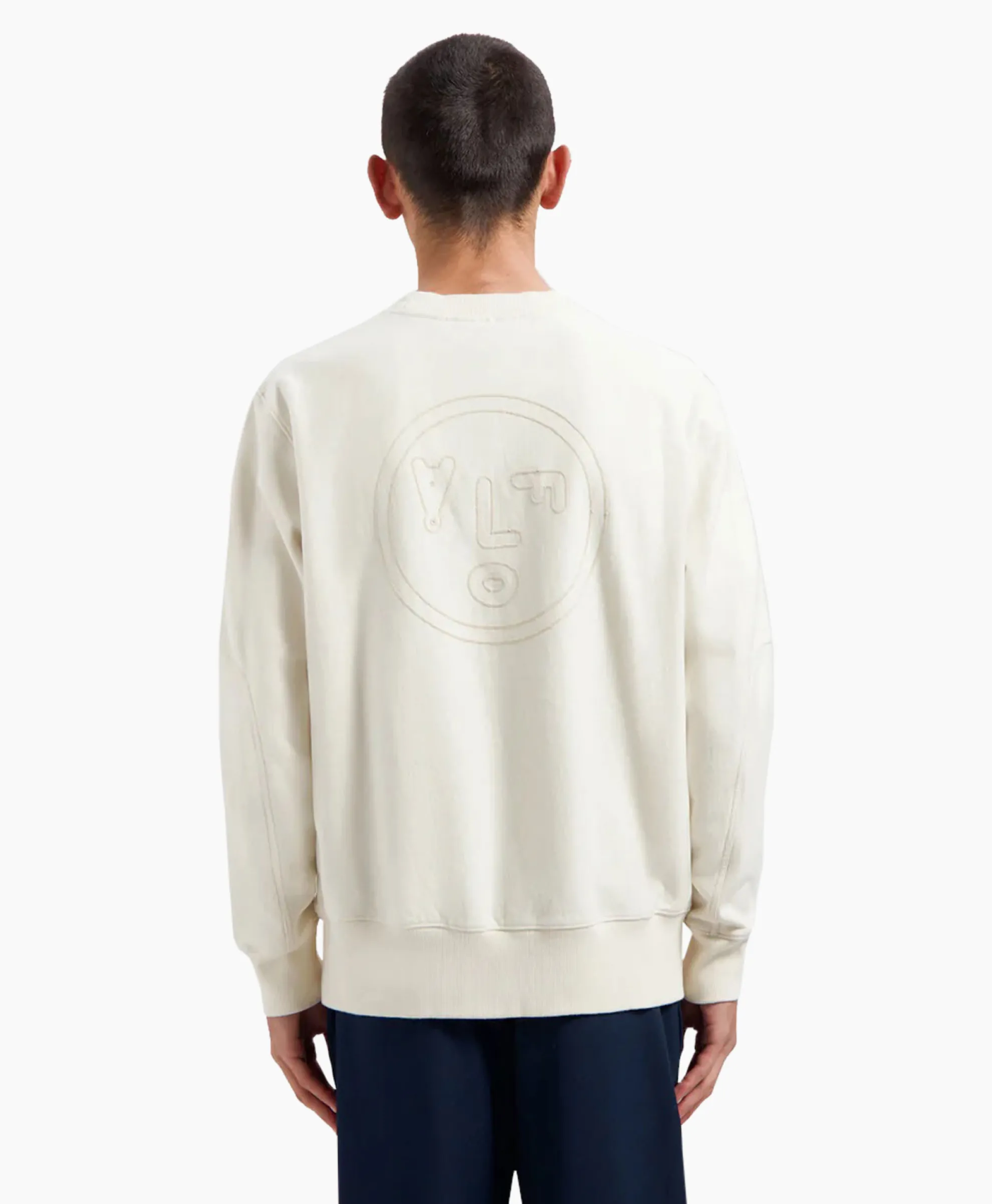 Olaf Hussein Pullover Face Chainstitch Off White
