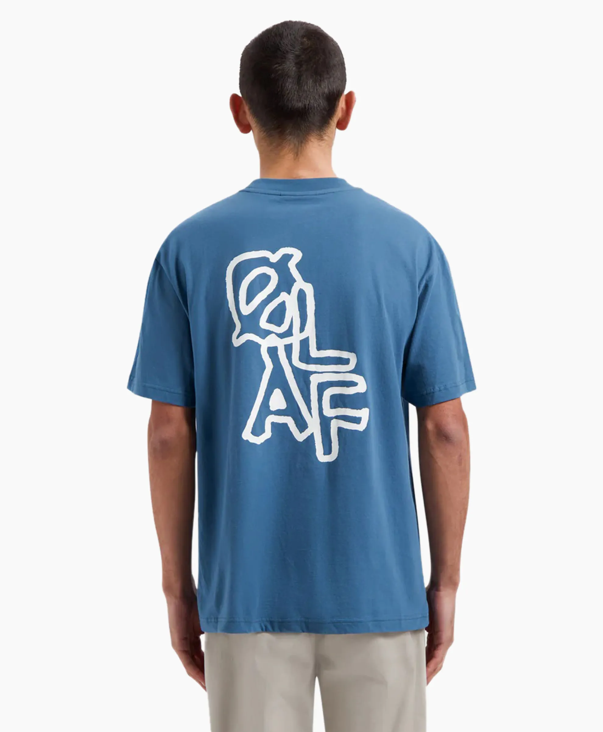 Olaf Hussein T-Shirt Korte Mouw Layered Logo Blauw