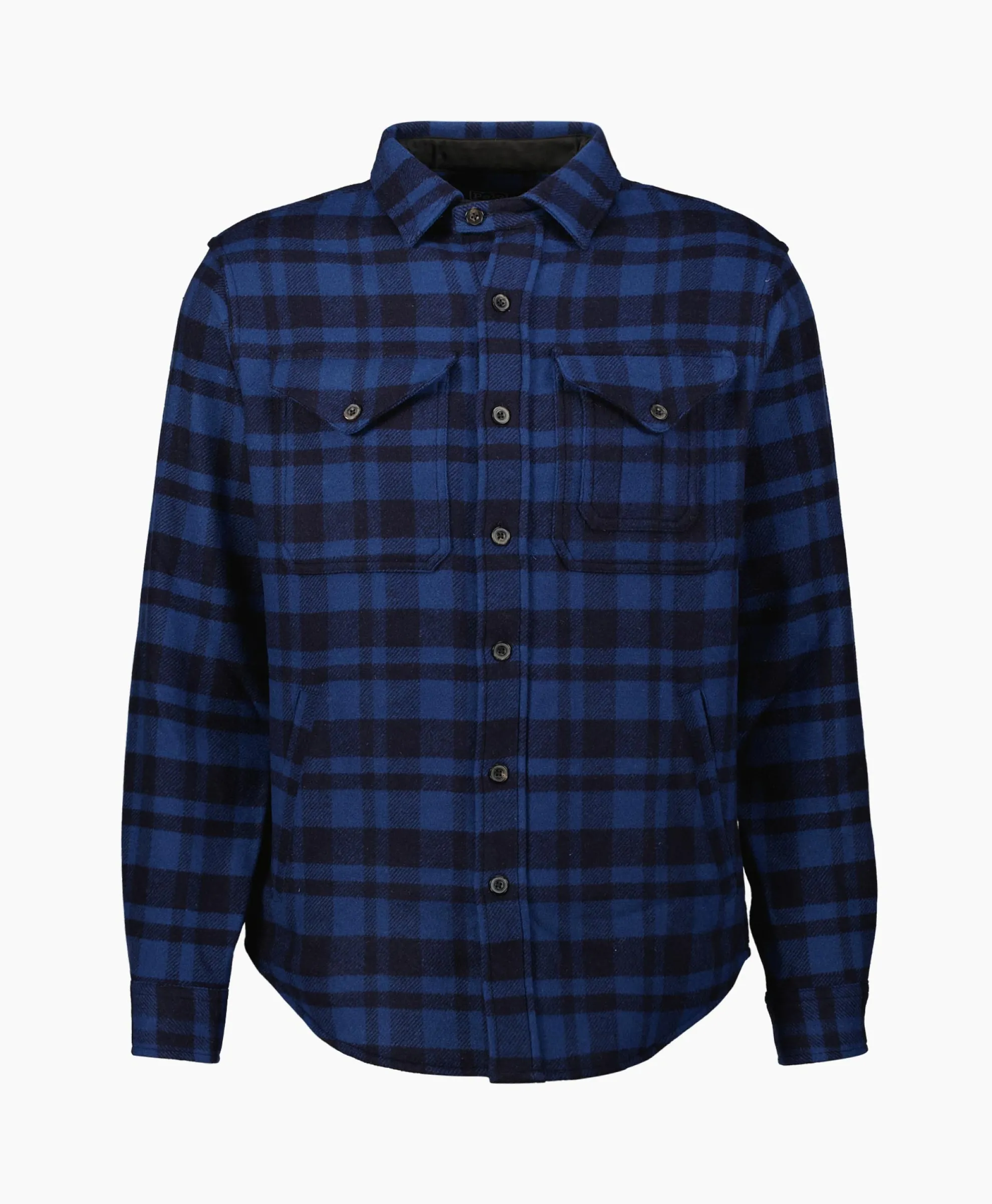 Ralph Lauren Overshirt Wool Blend Check Donker Blauw