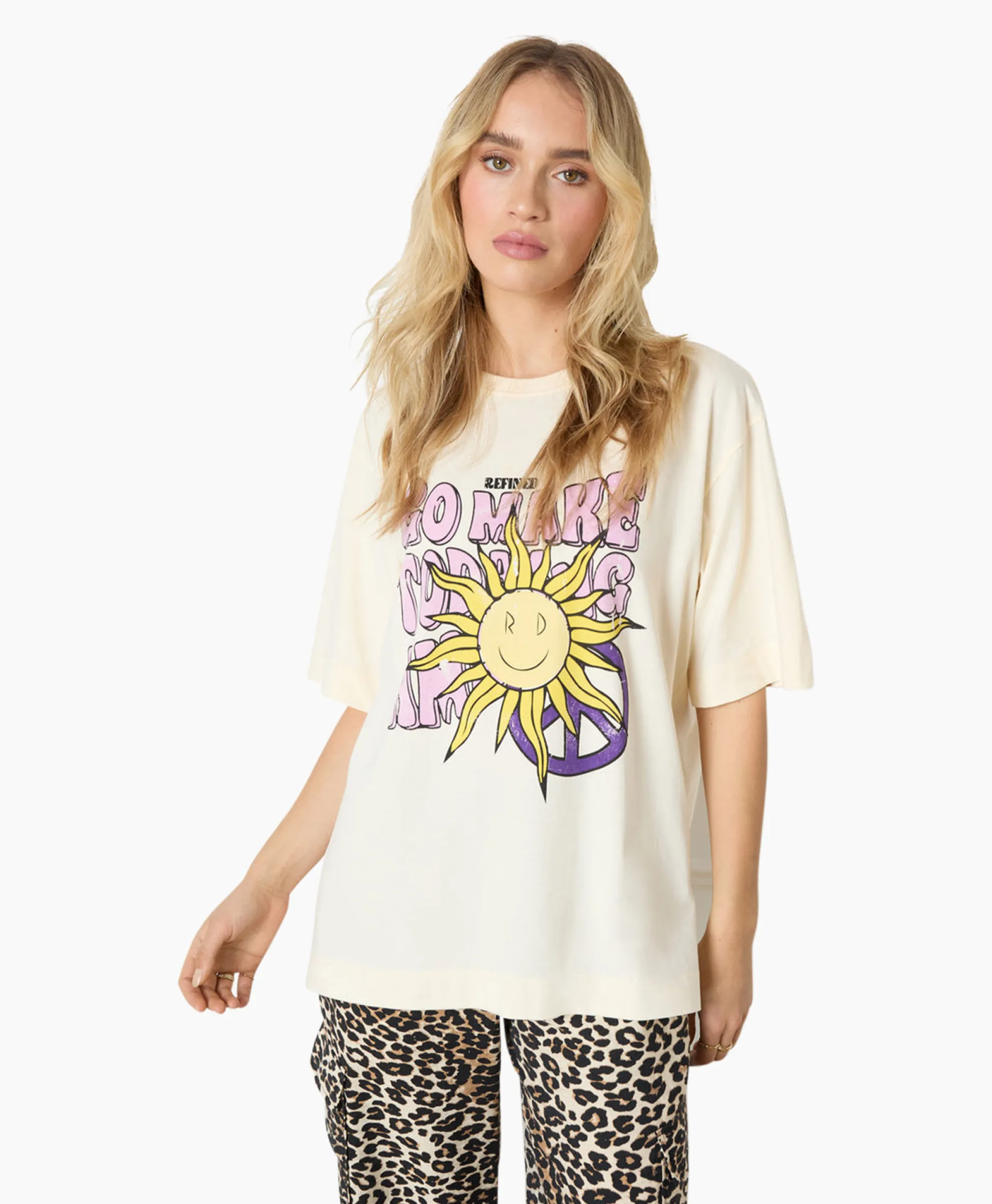 Refined Department T-Shirt Korte Mouw Bruna Off White