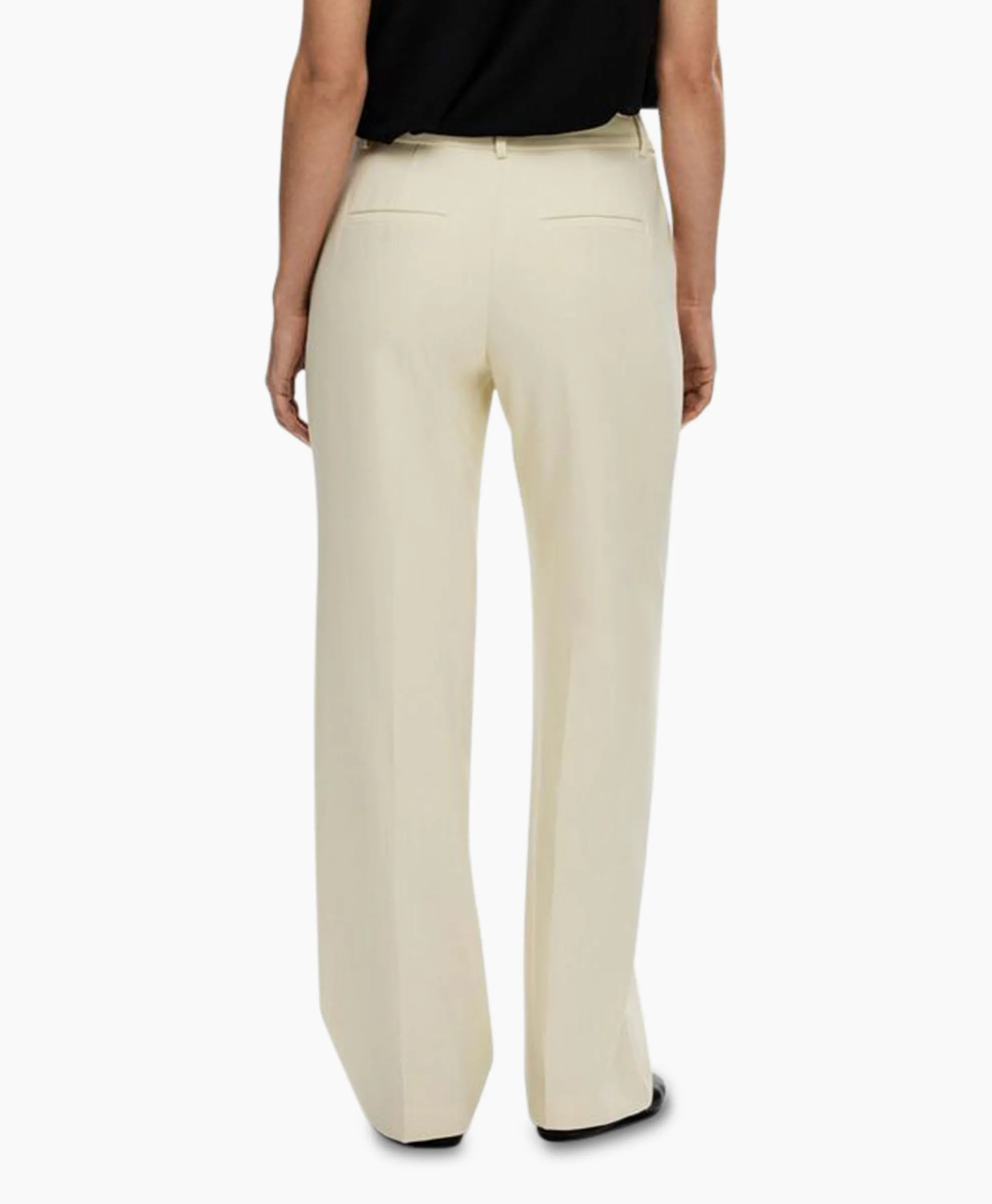 Selected Femme Broek Rita Mw Wide Pant Birch B Off White