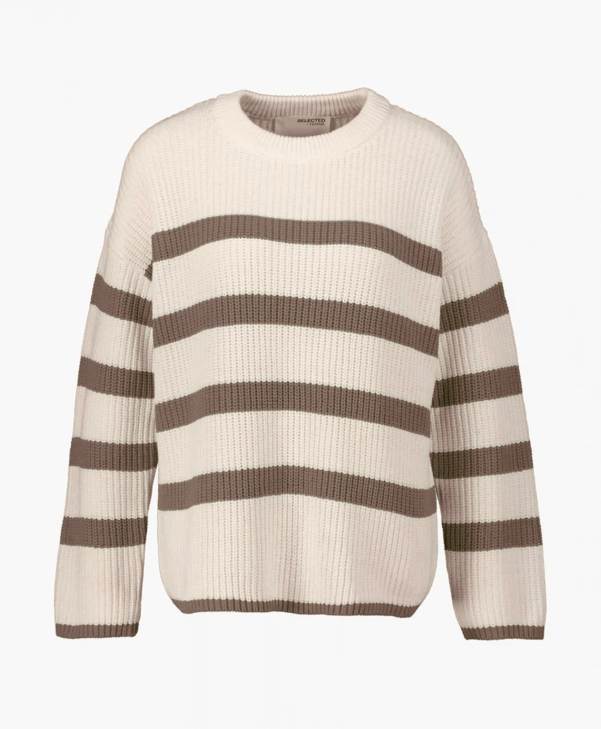 Selected Femme Gebreide Trui Bloomie Ls Knit O-Neck B Noos Beige