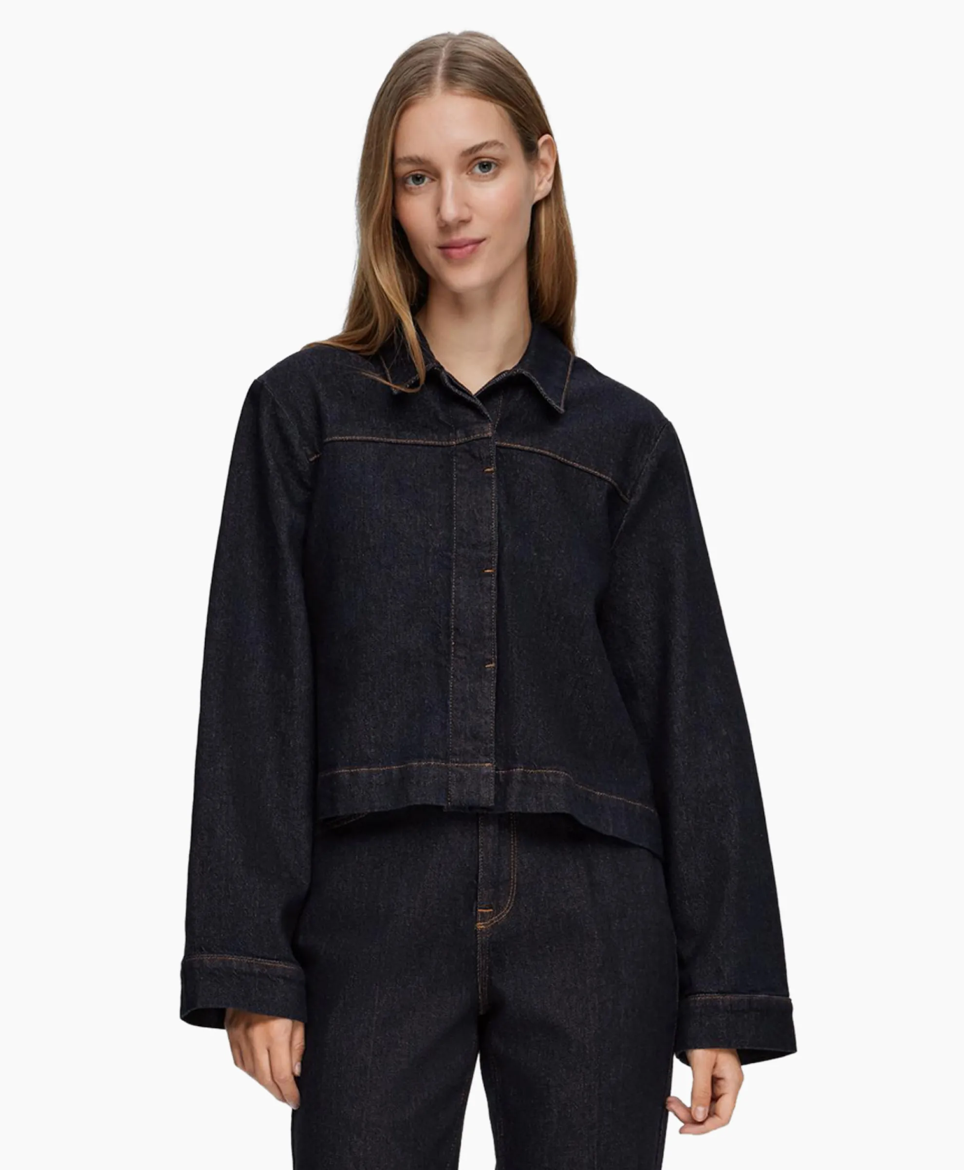 Selected Femme Jack Lisa Boxy Denim Jacket D2 Donker Blauw