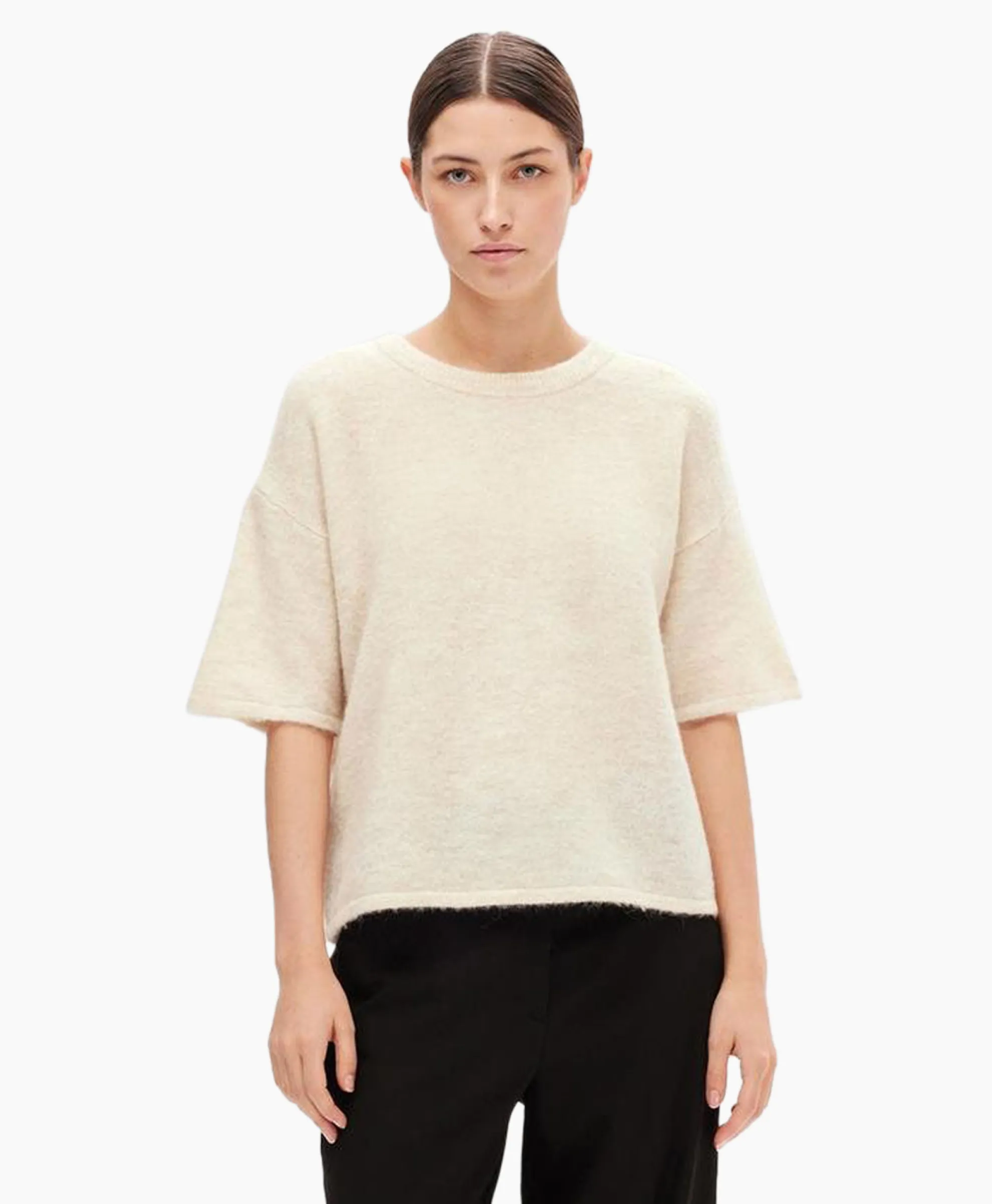 Selected Femme Pullover Maline-Liliana 2/4 Knit O-Neck N Beige