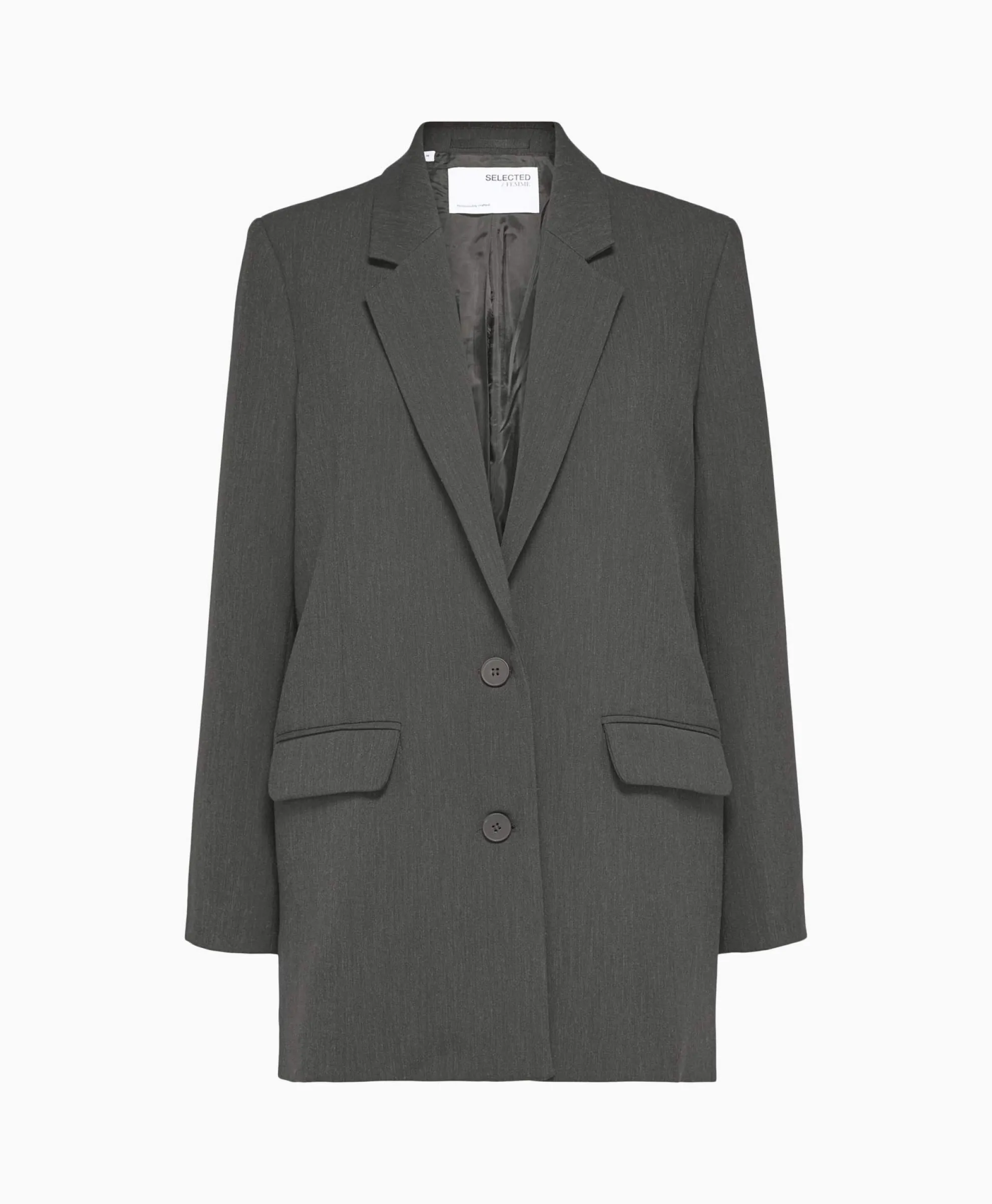 Selected Femme Selected Femme Jasje Rita Ls Relaxed Blazer Dgm No Donkergrijs