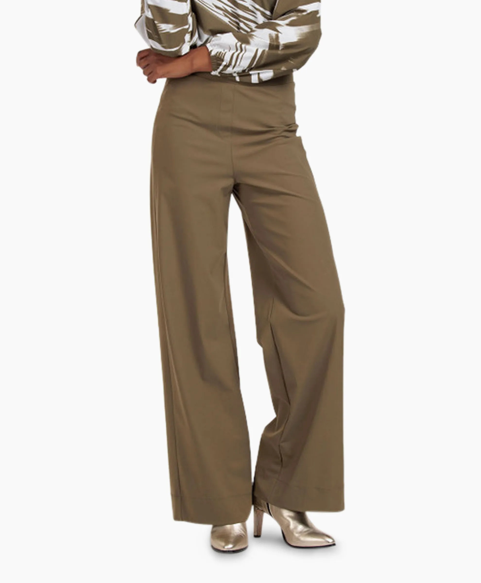Studio Anneloes Broek Alex Bonded Trousers Bruin Dessin