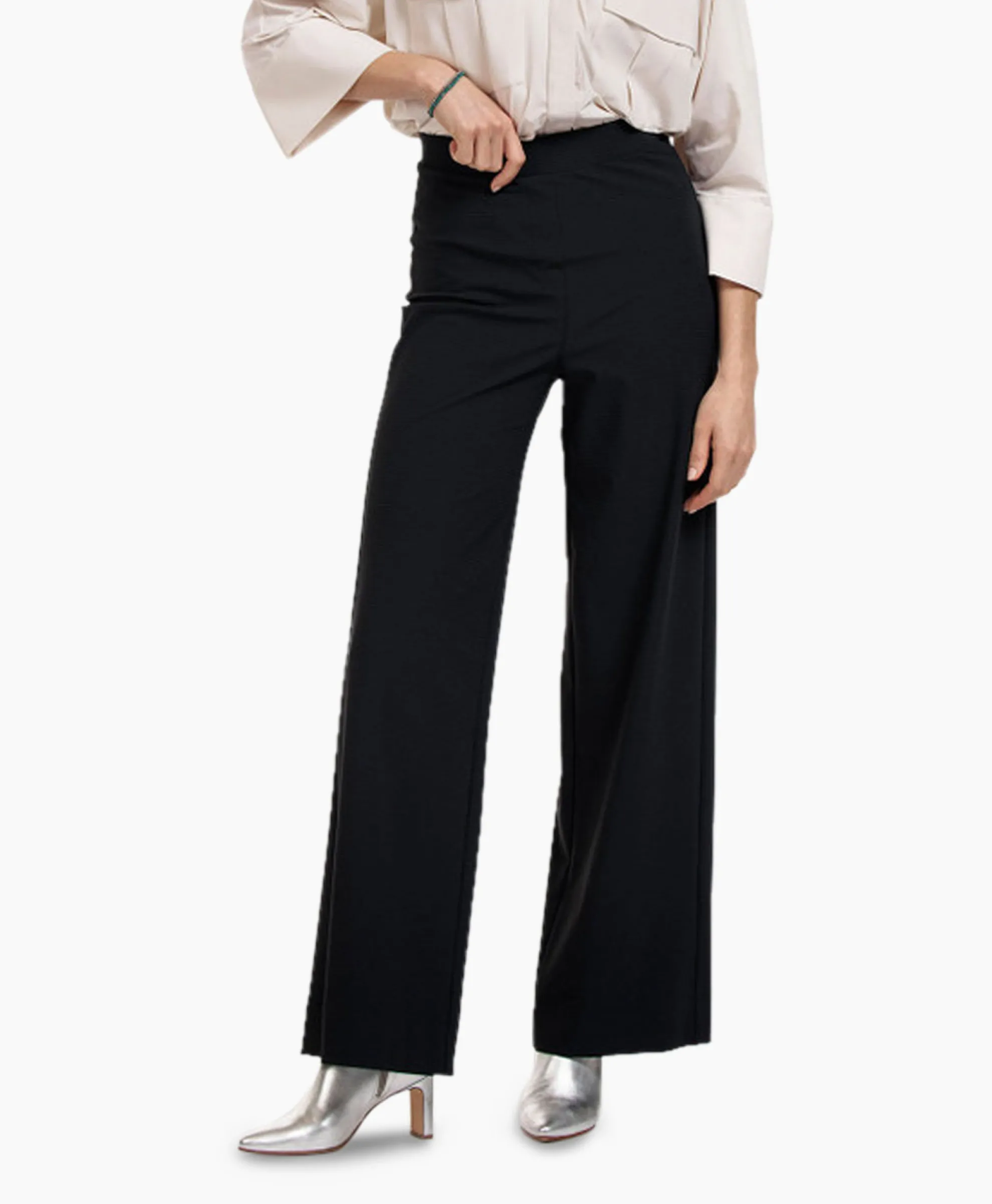 Studio Anneloes Broek Alex Bonded Mesh Trousers Zwart Dessin