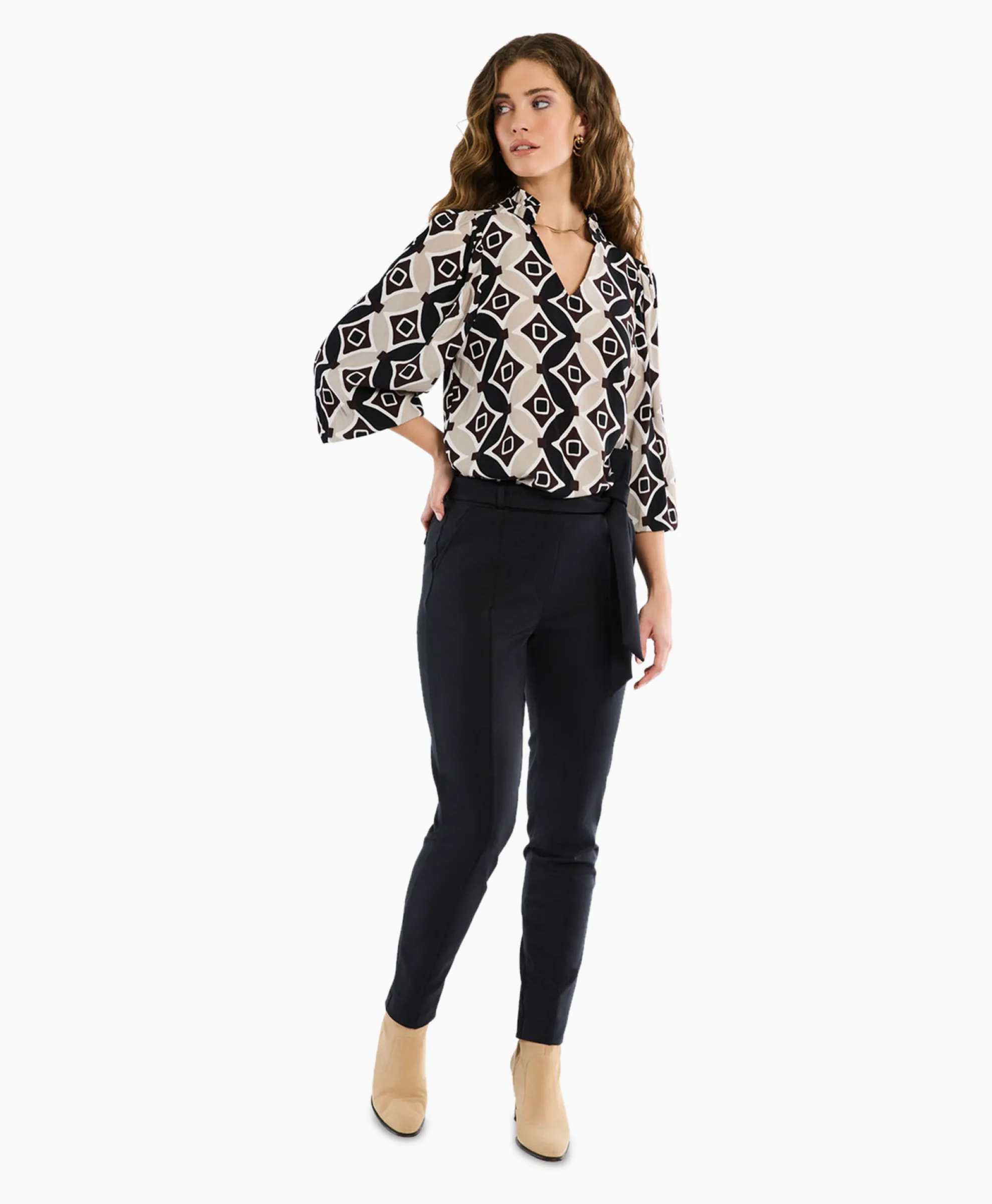 Studio Anneloes Broek Katlyn Shiny Bnd Trousers Zwart