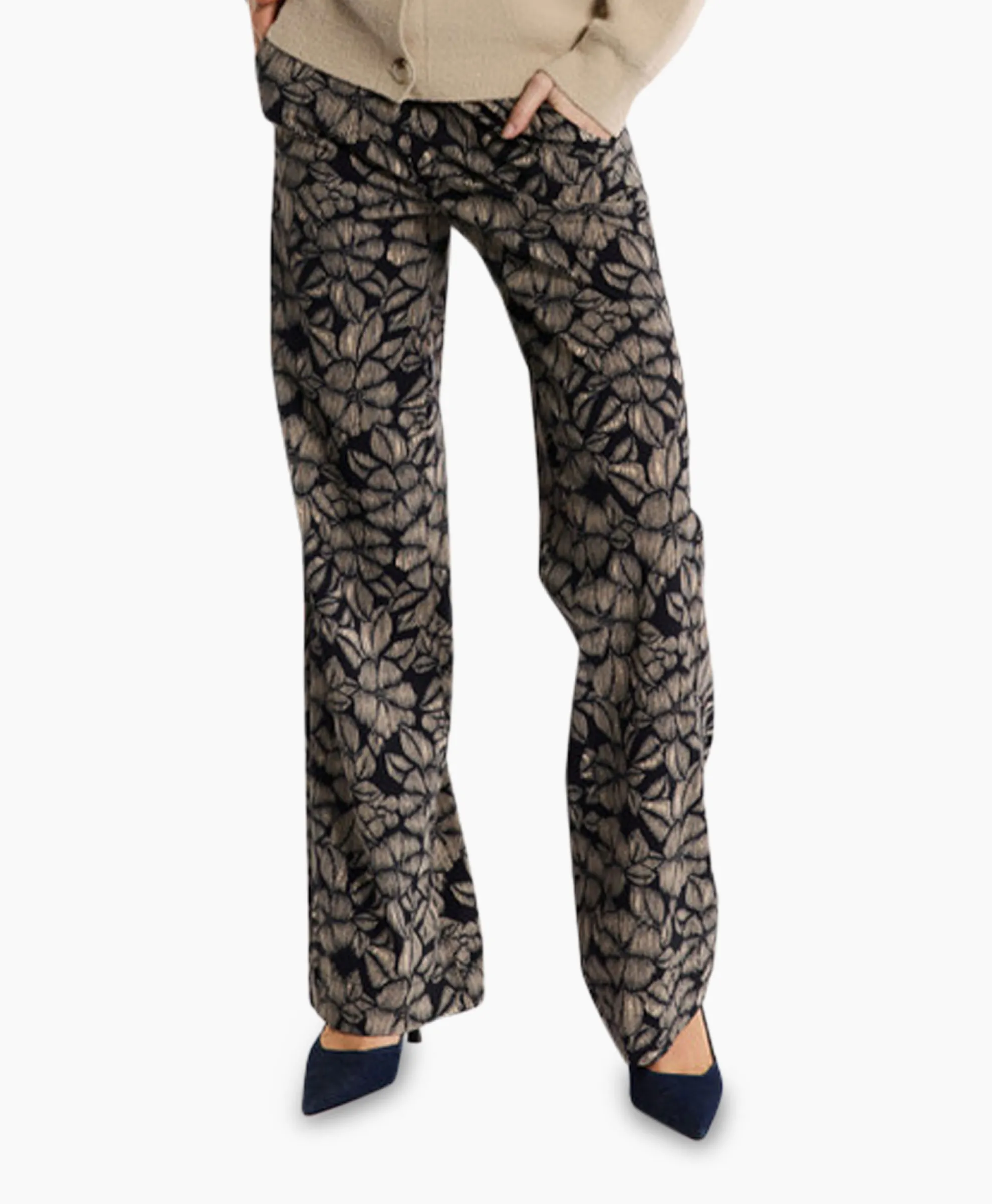 Studio Anneloes Broek Marilon Flower Trousers Zand