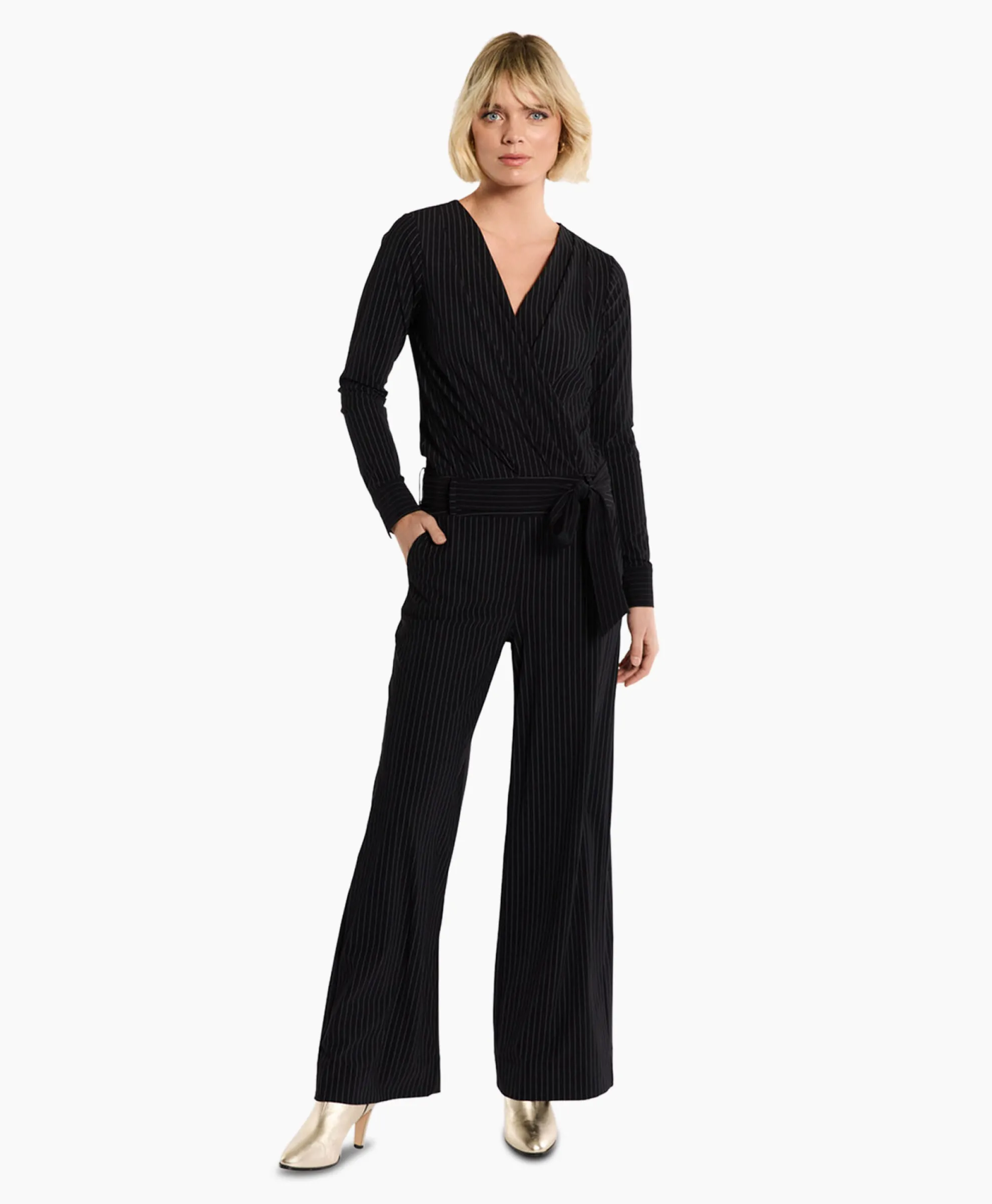 Studio Anneloes Jumpsuit Malia Pinstripe Zwart Dessin