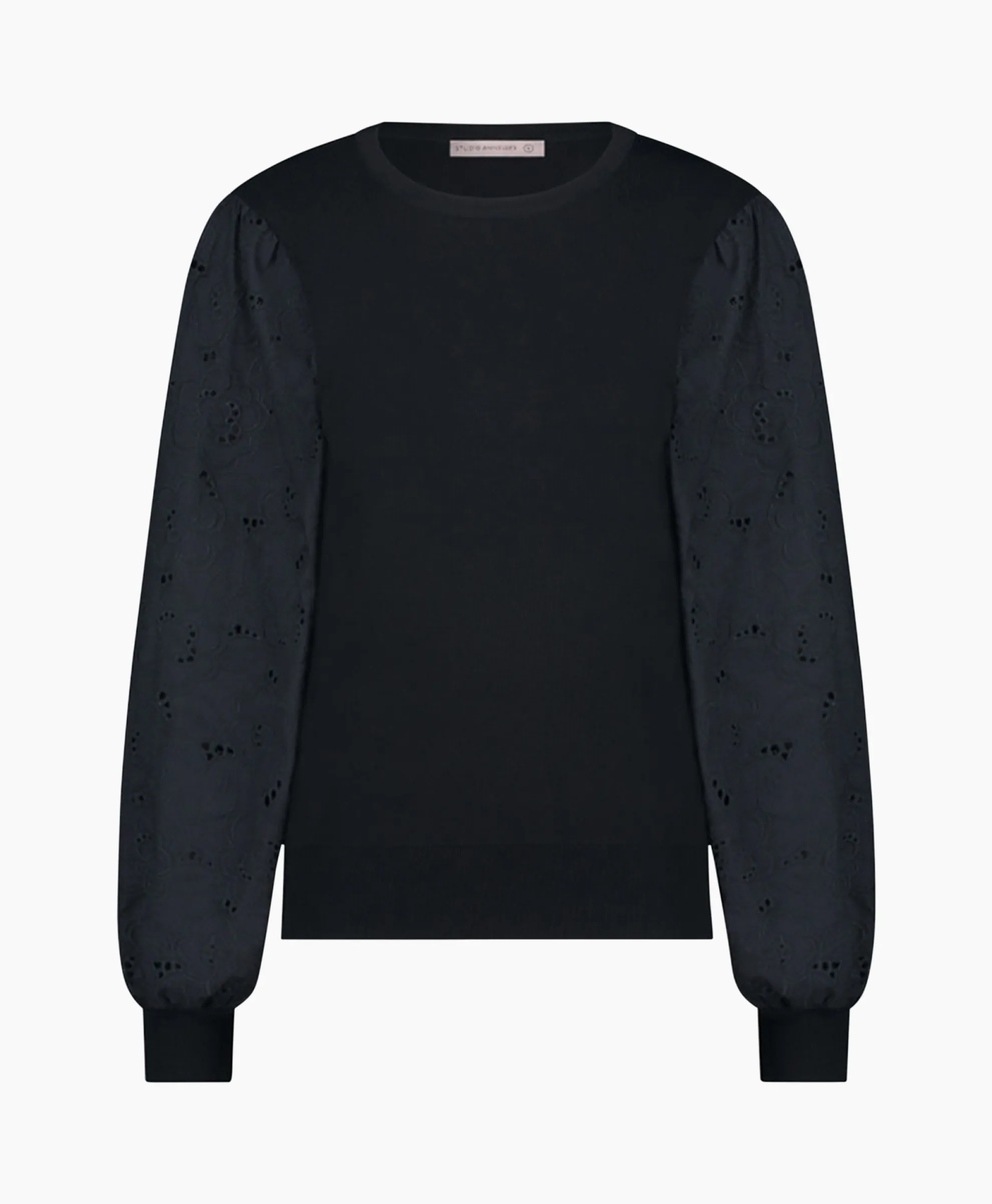 Studio Anneloes Pullover Deana Flower Broderie Donker Blauw