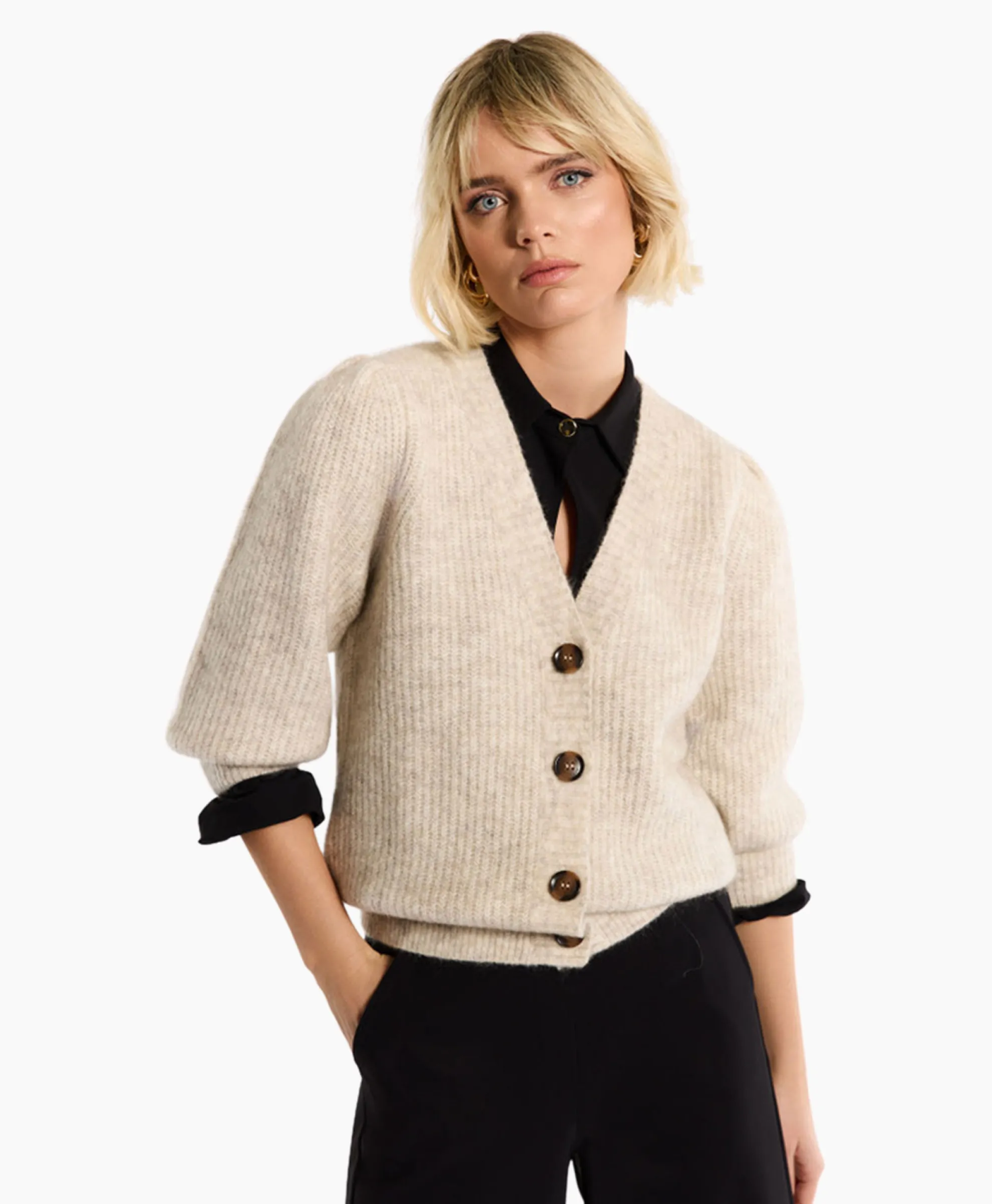 Studio Anneloes Vest Mandy Mohair Cardigan Zand